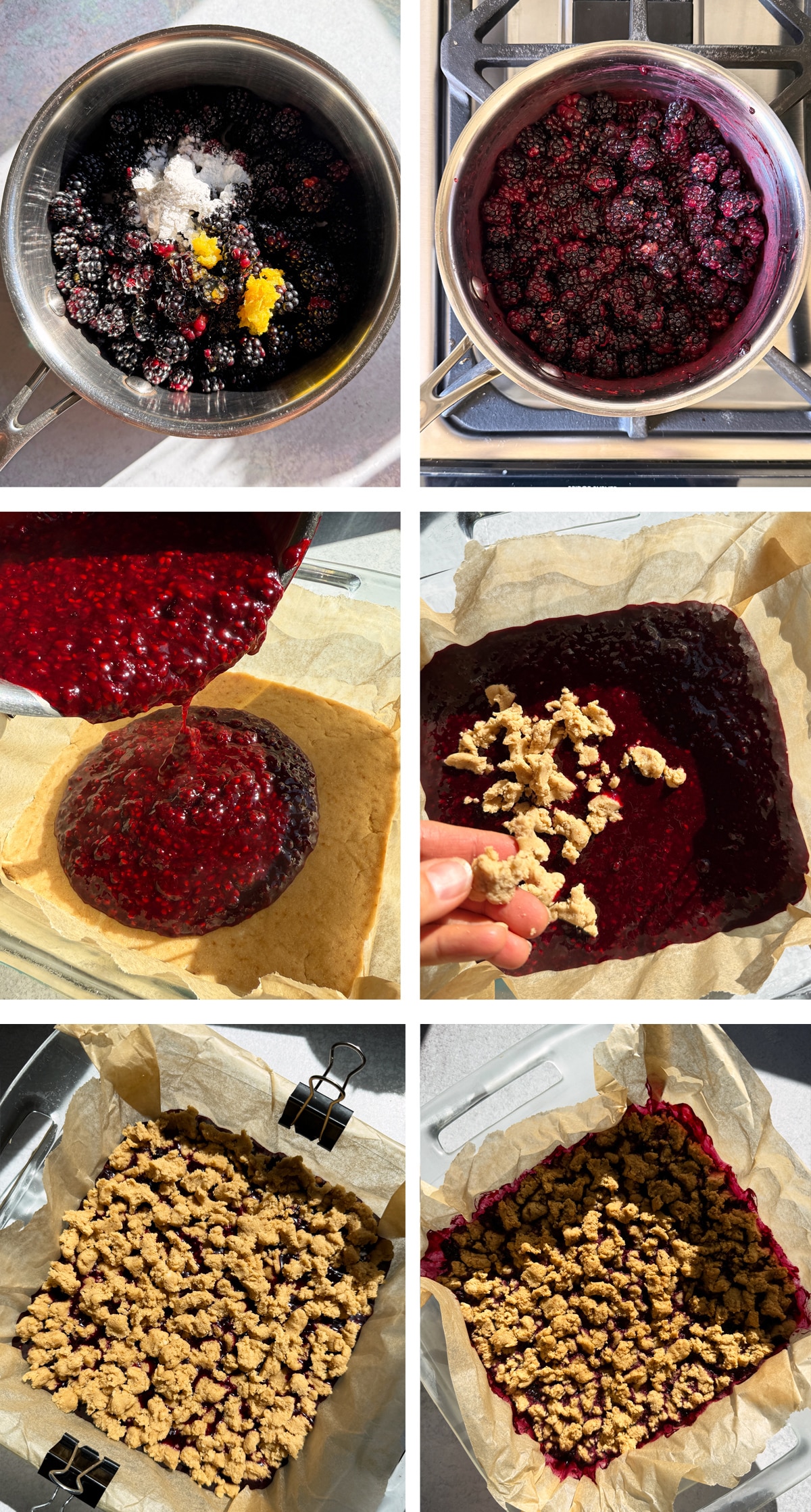 Making the filling and assembling the bars.