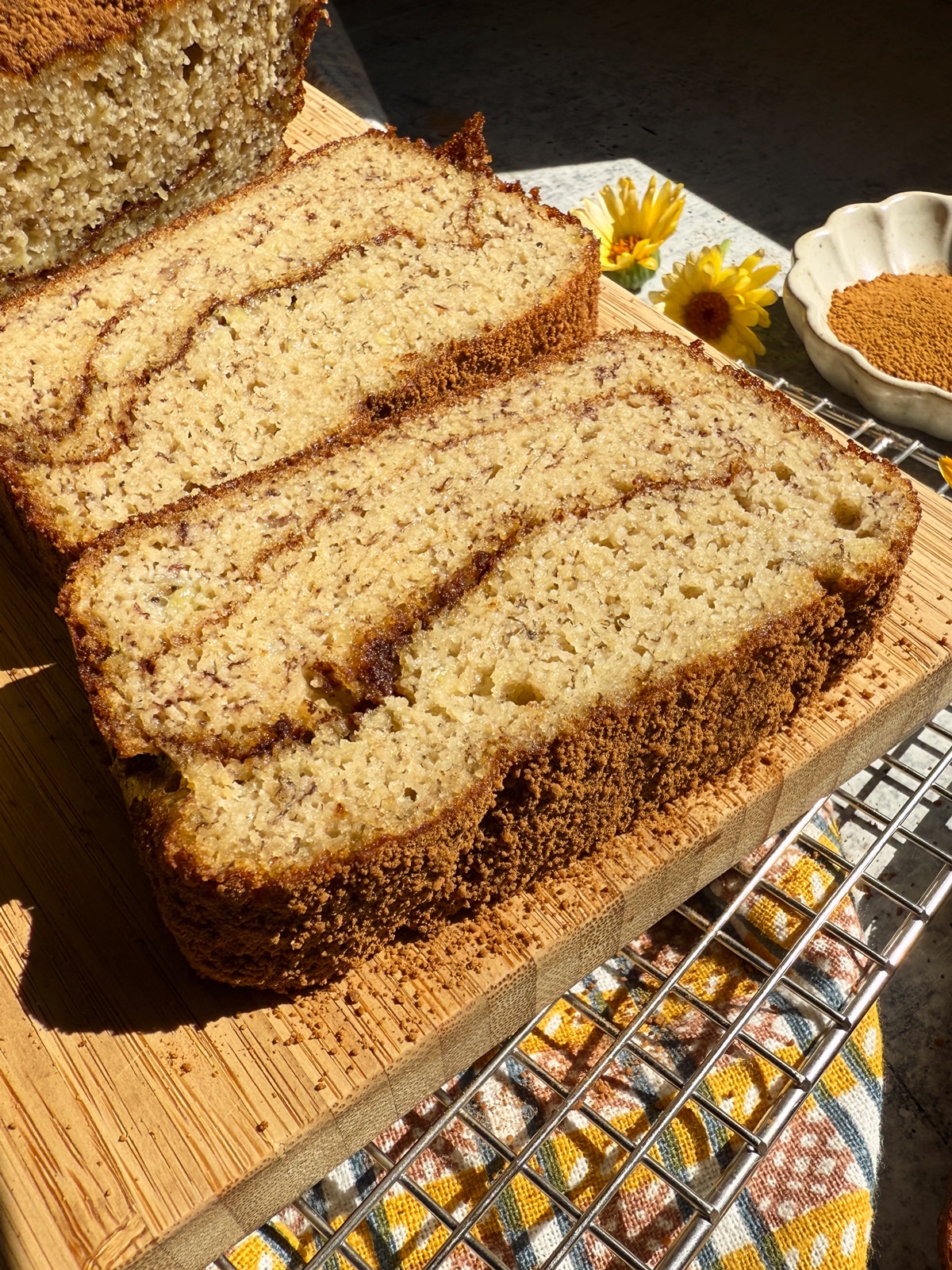 Paleo cinnamon swirl banana bread.