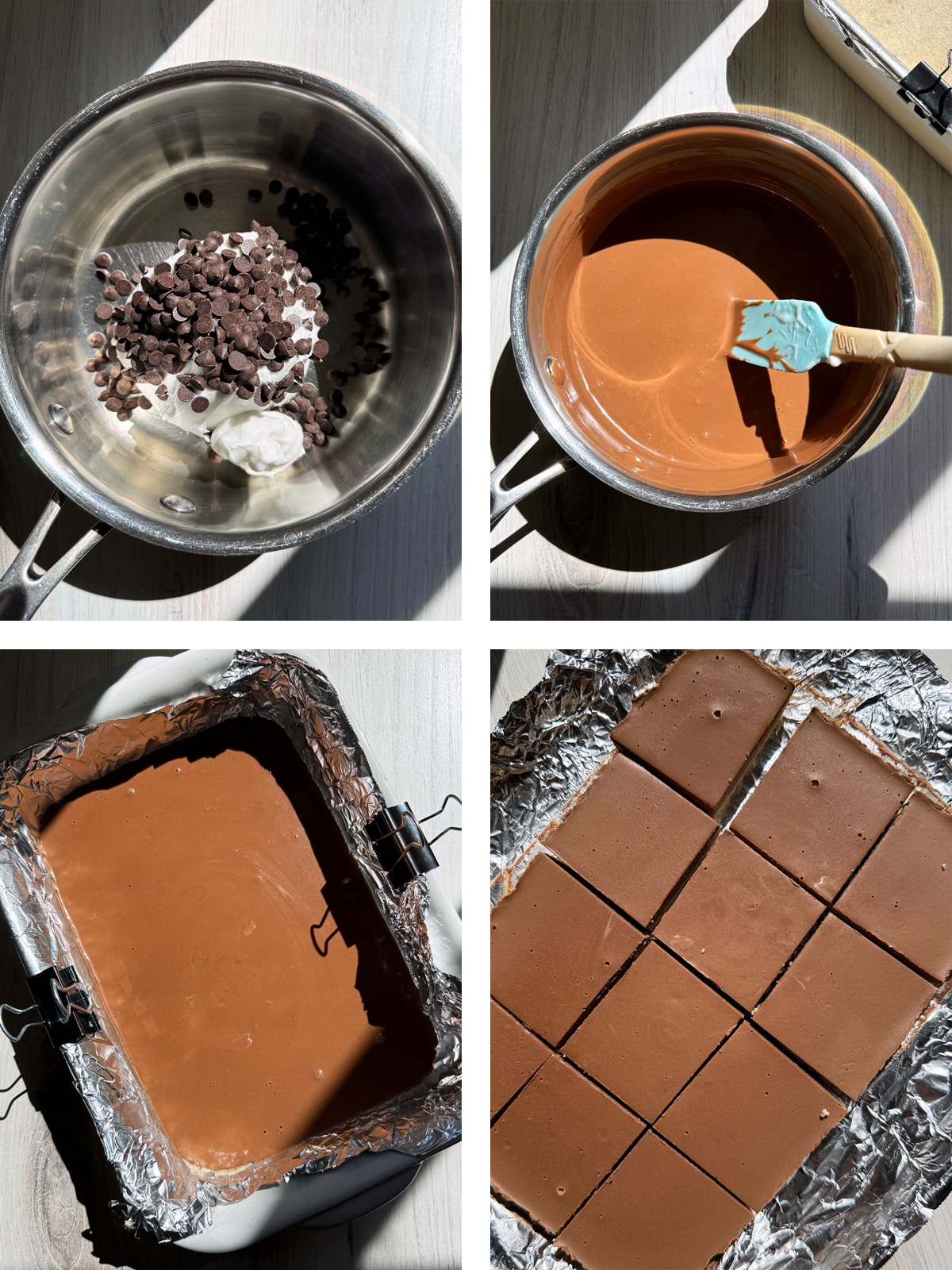 How to make the filling and assemble dark chocolate coconut cream bars.