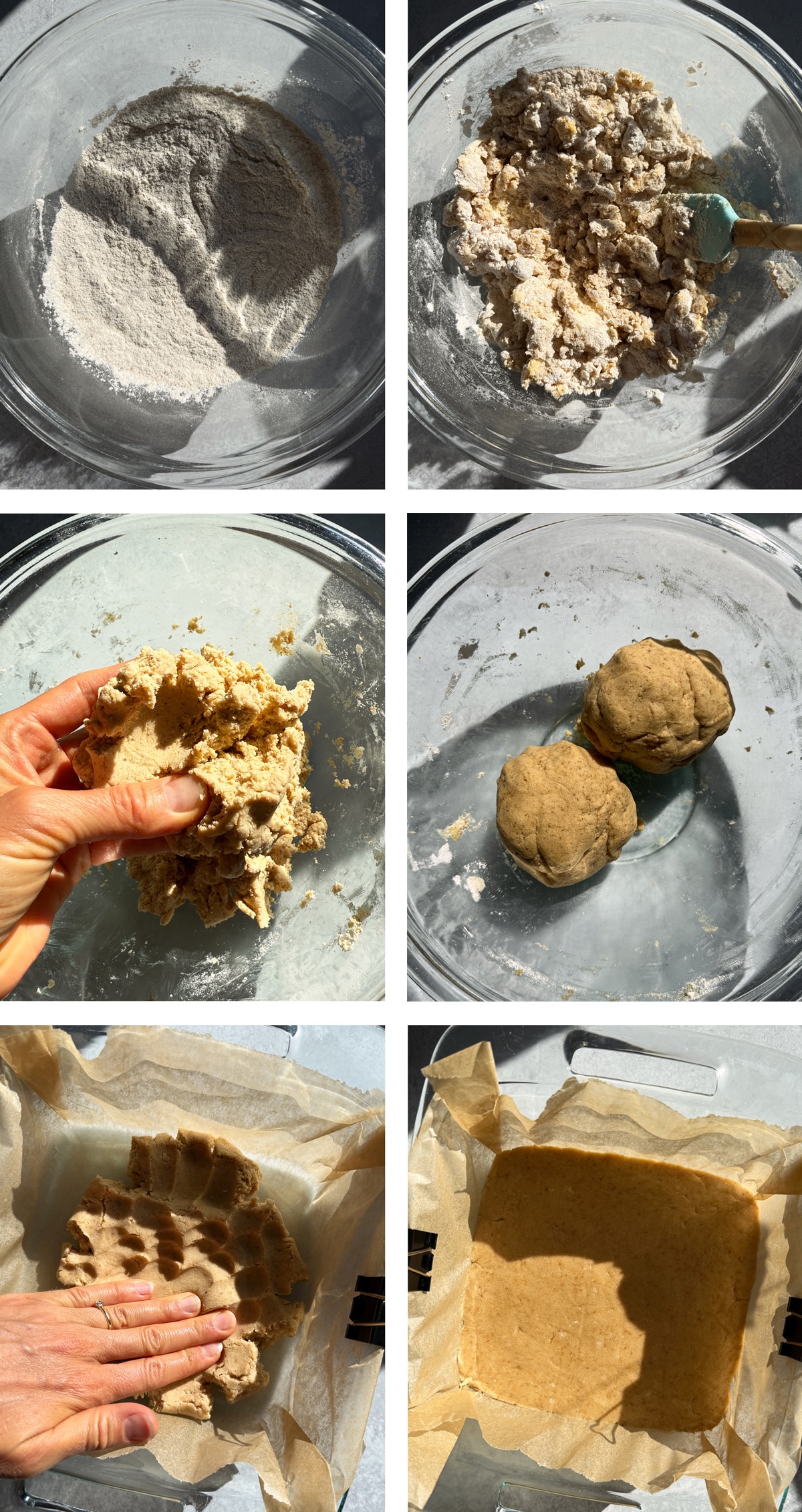 Making the crust and crumble topping.