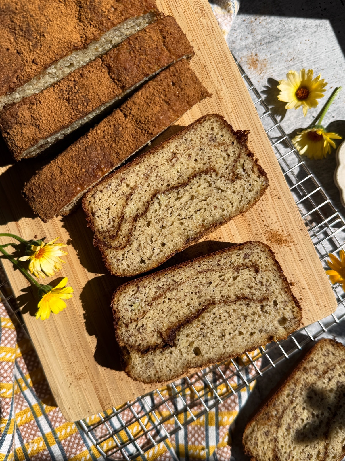 Top view of loaf that's been cut.