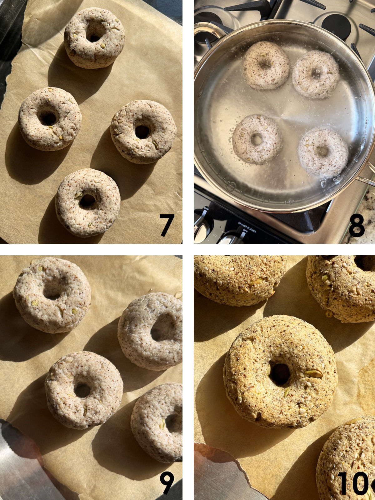 Shaping, boiling and baking the bagels.