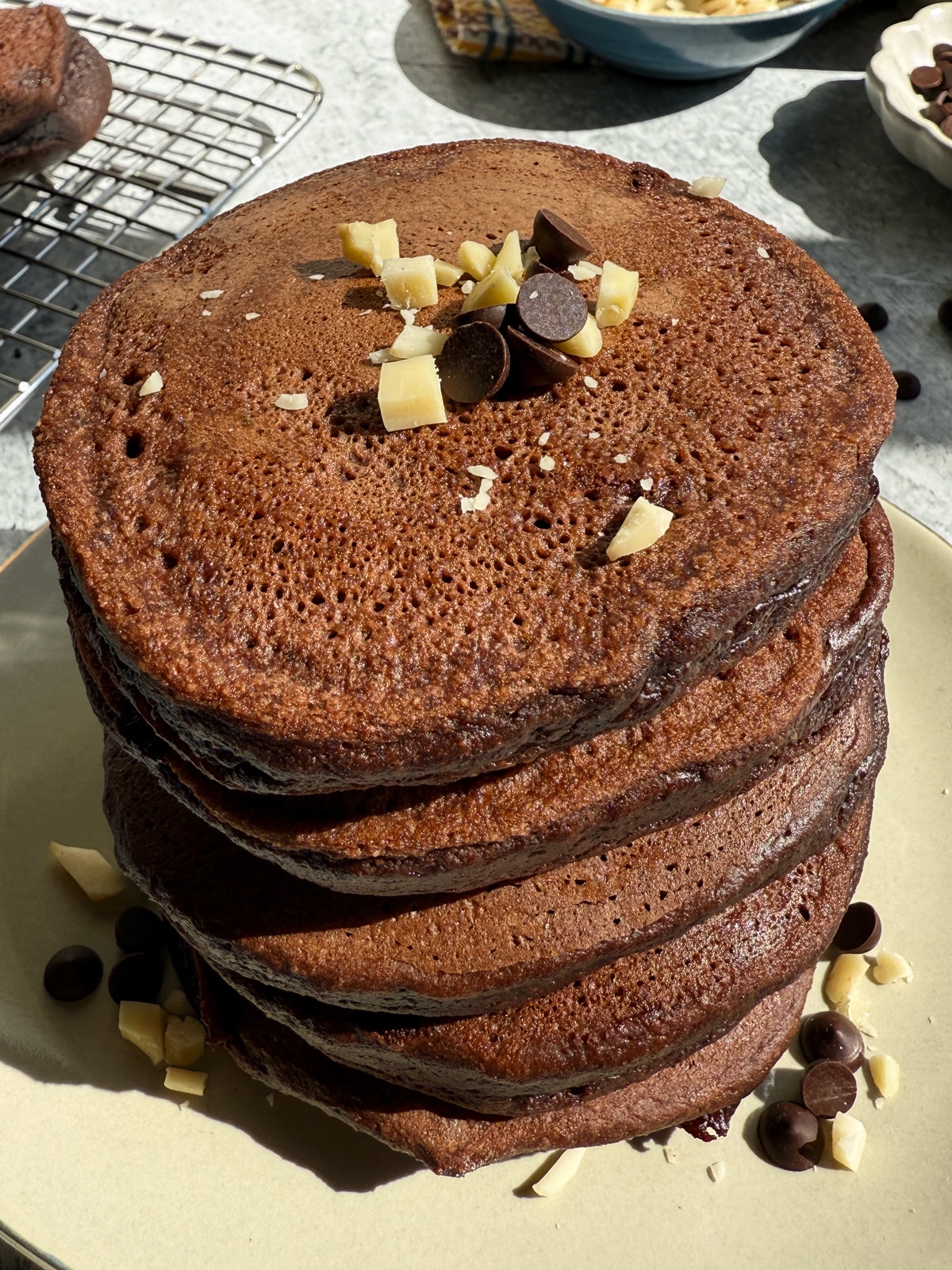 Healthy chocolate pancakes.