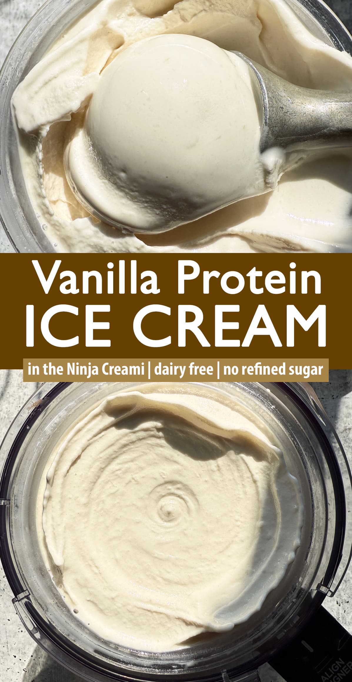Pinterest image for vanilla protein ice cream.