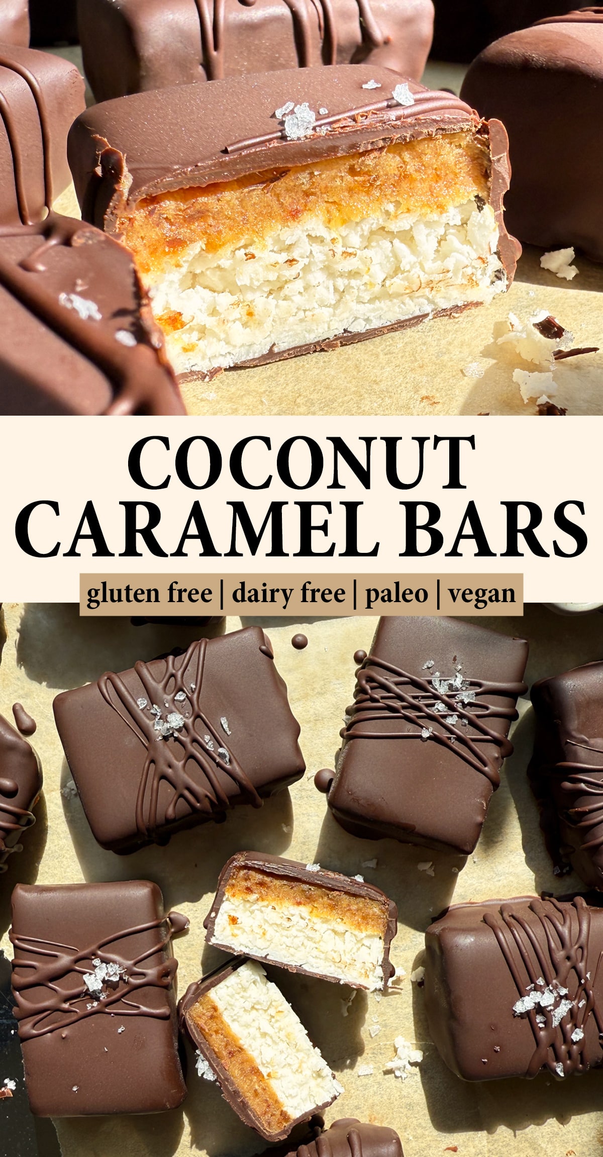 Pinterest image for coconut caramel bars.