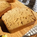 Side view of a slice of bread.