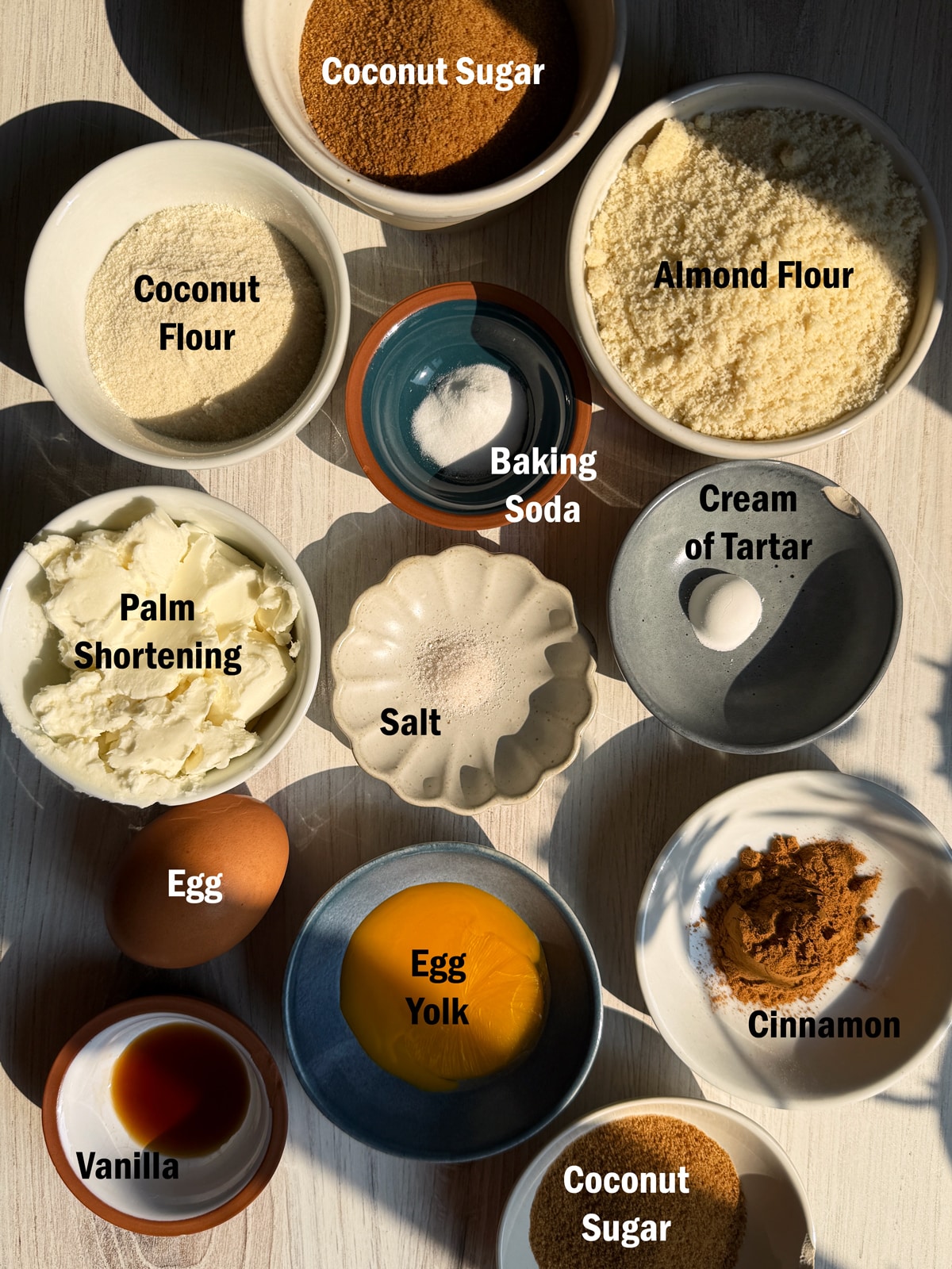 Ingredients in paleo snickerdoodle cookies.