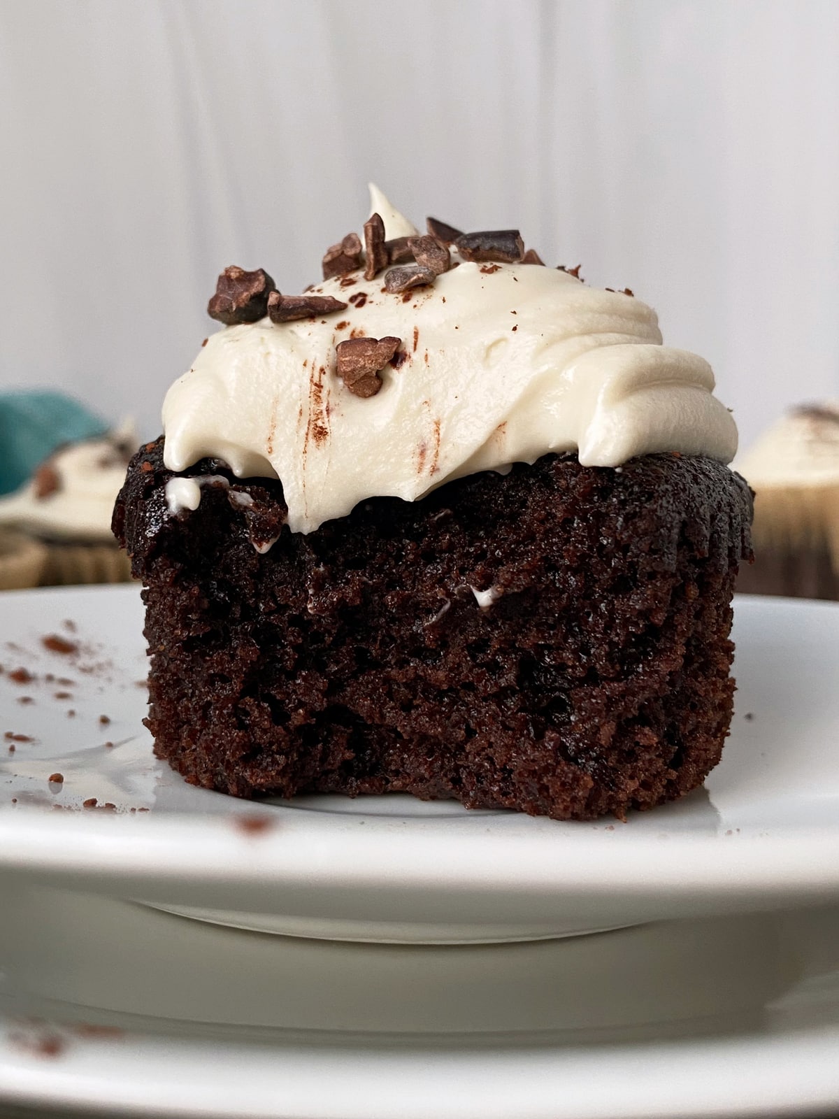 Bite of a cupcake to show the inside texure.