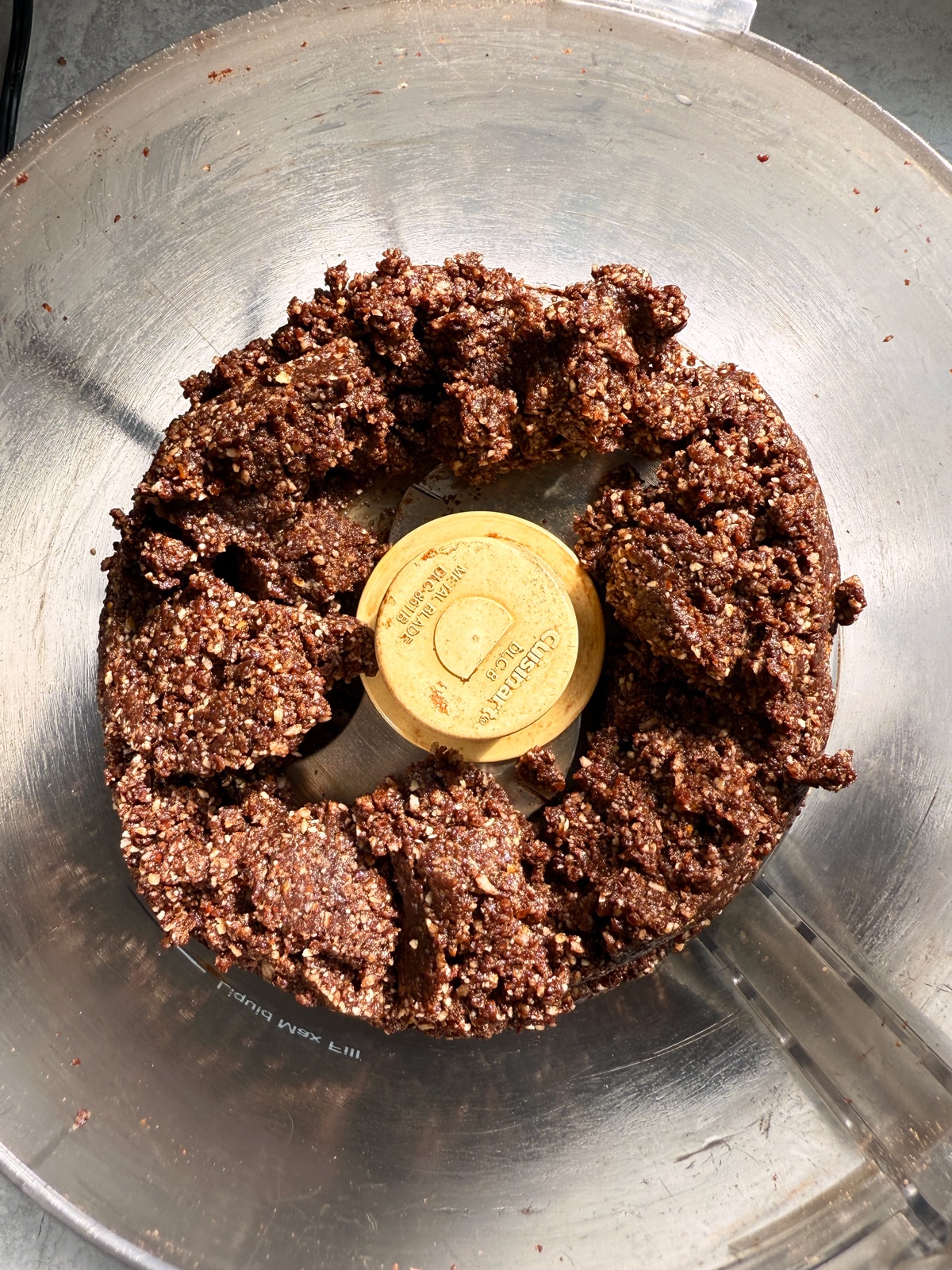Making the base for the protein bars in a food processor.
