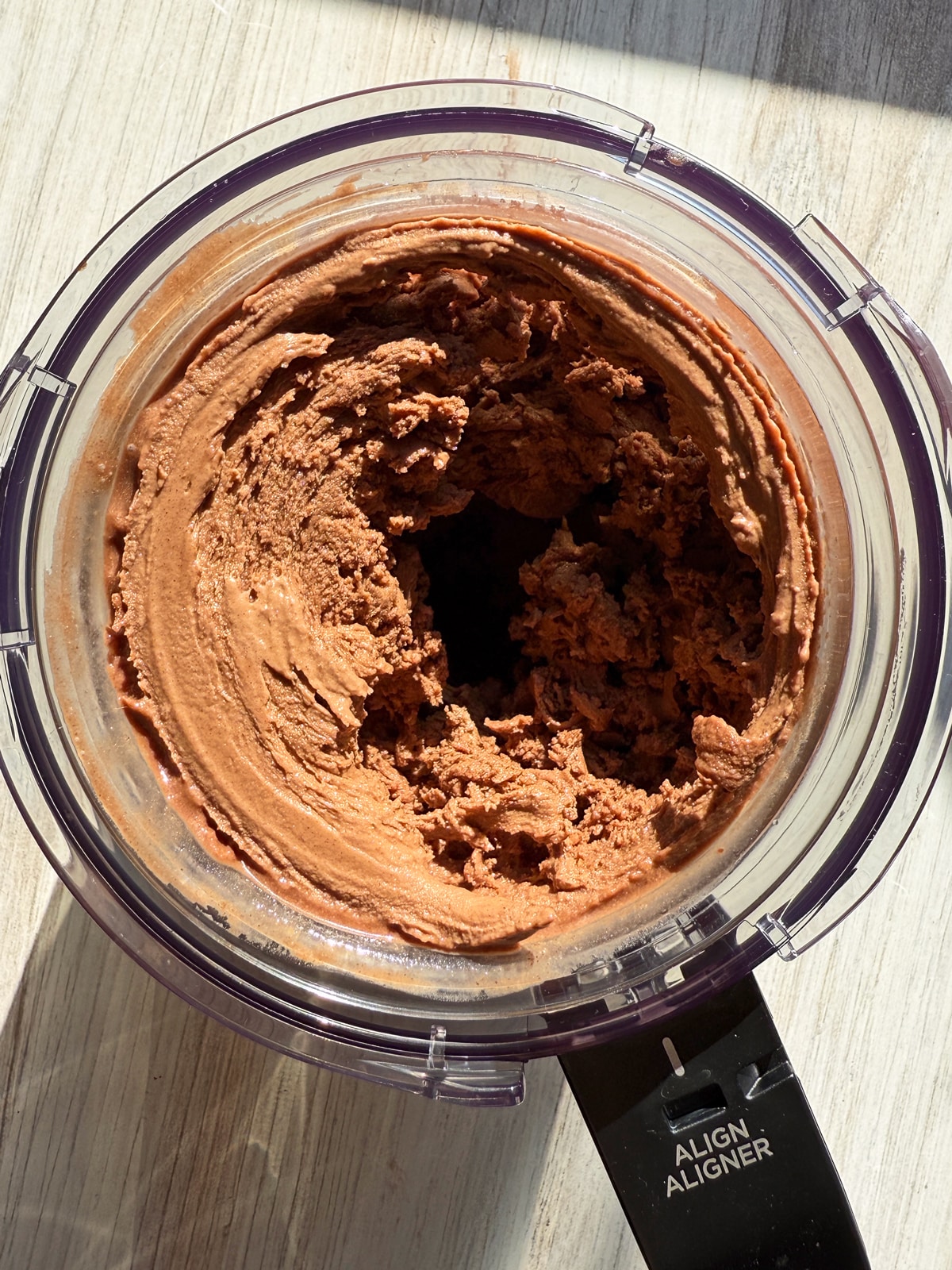 Frozen ice cream that's been blended in the ninja creami.