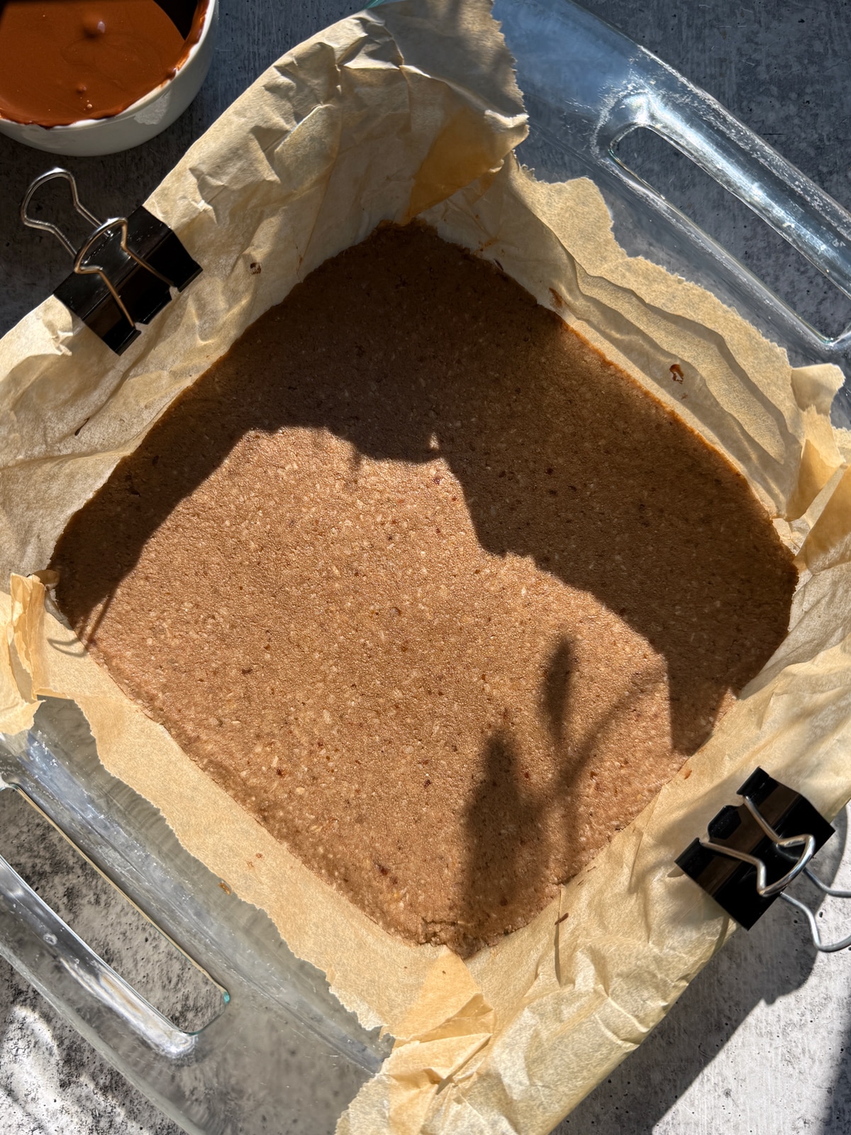 Filling in 8 inch pan.