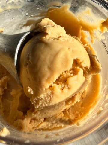 Scoop of pumpkin ice cream.
