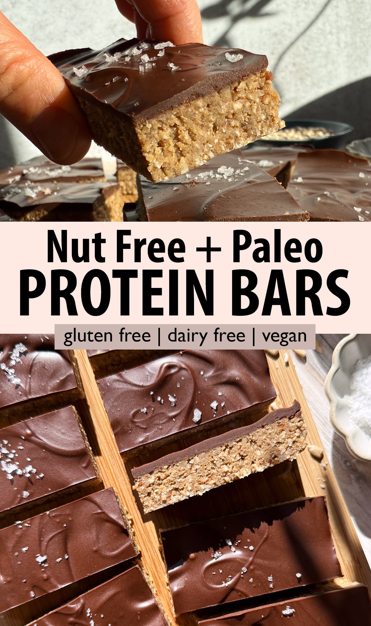 Pinterest image for nut free protein bars.
