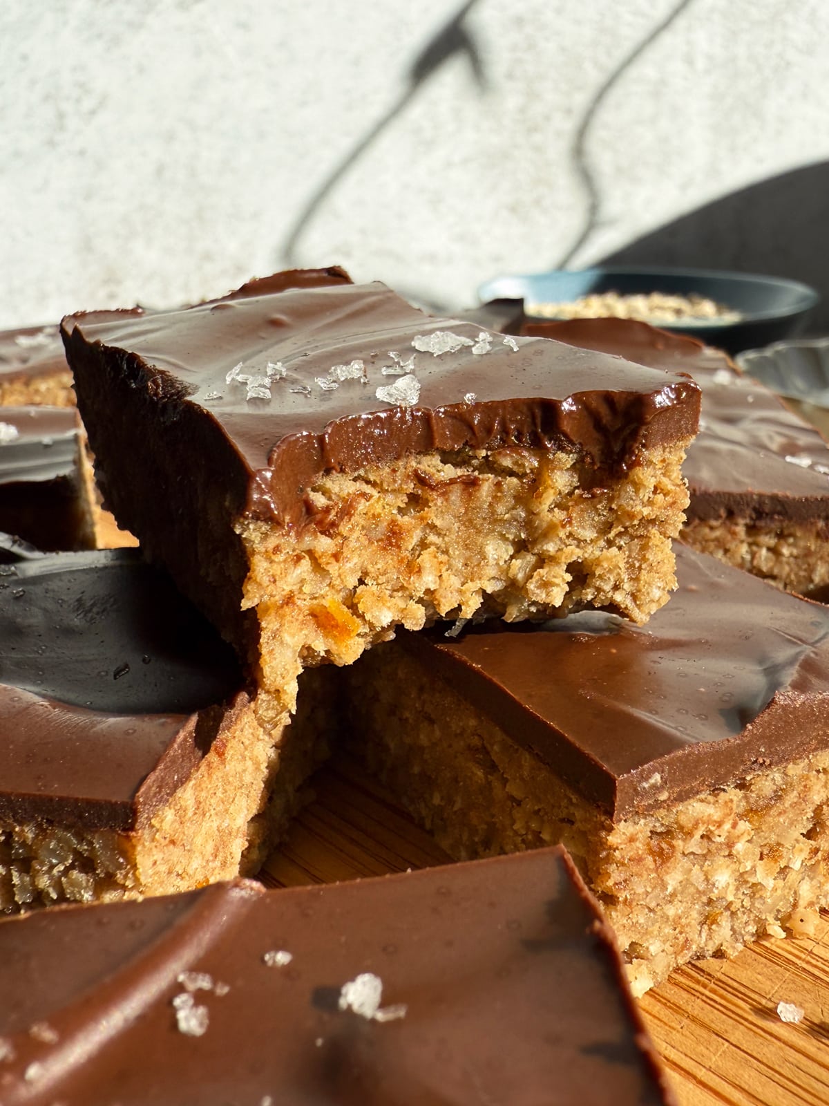 Bite of a protein bar.