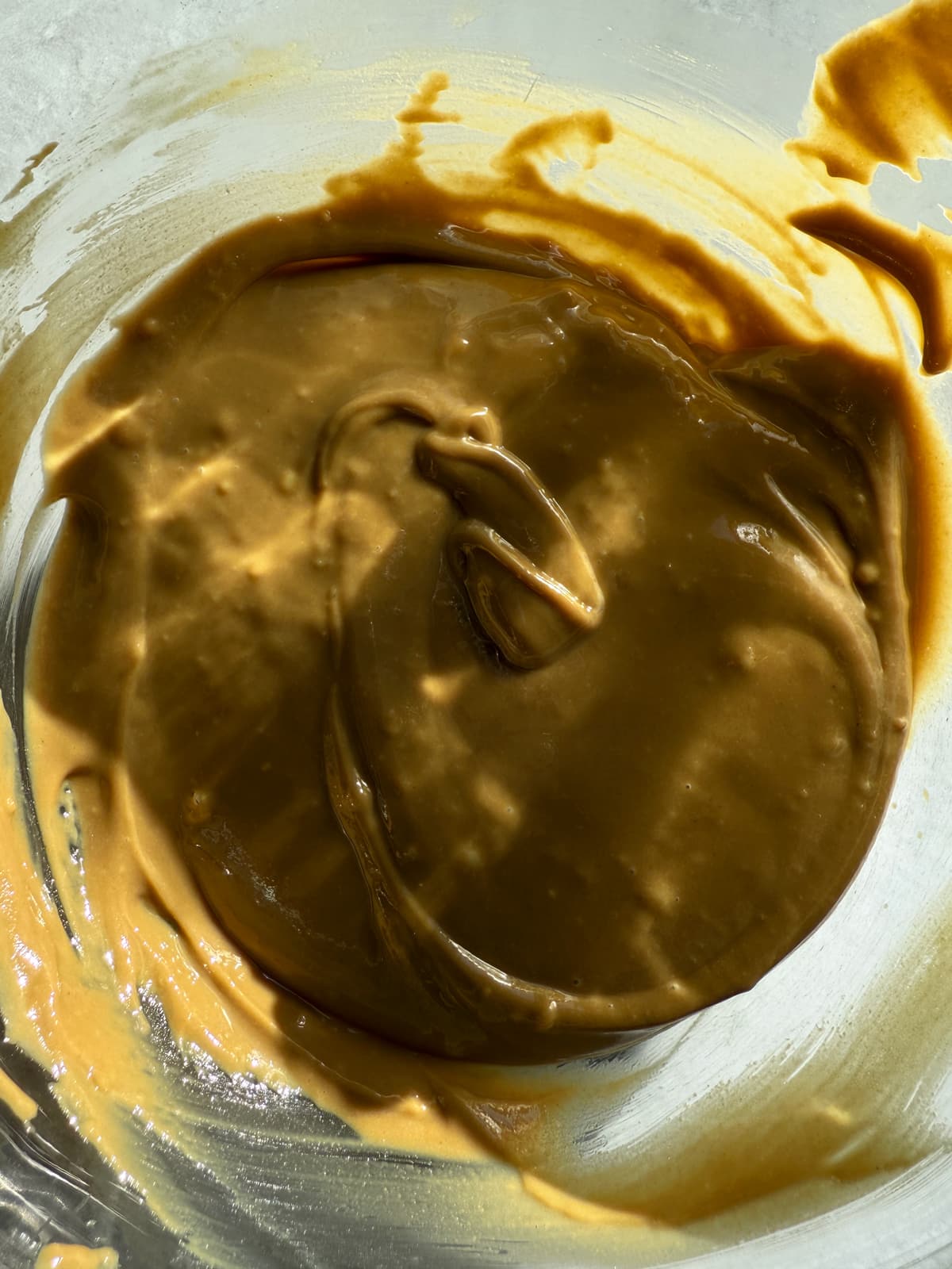 Filling in mixing bowl.