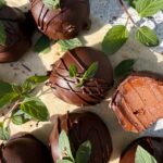 Homemade dark chocolate mint truffles.