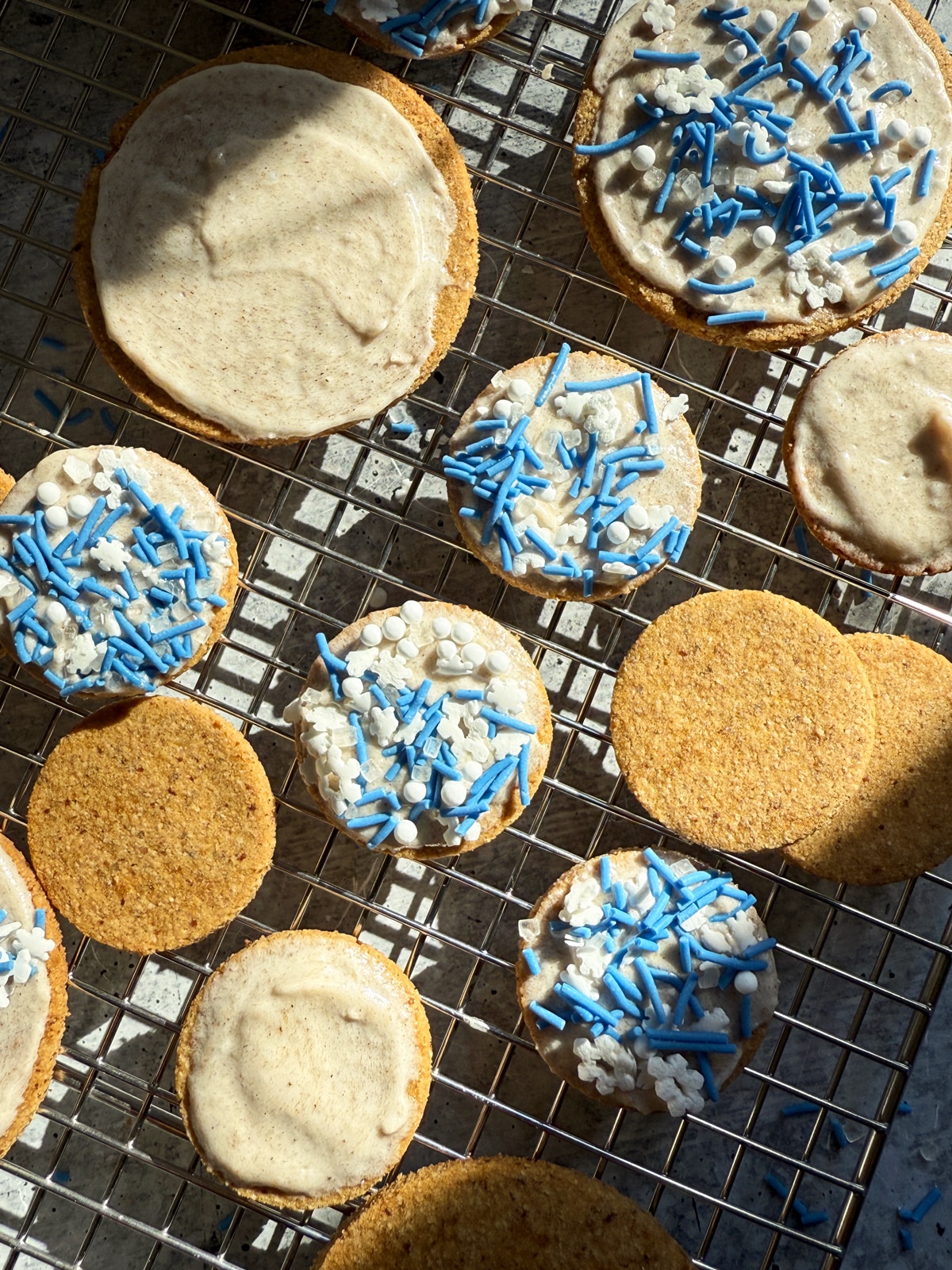 Coconut flour sugar cookies with frosting instead of chocolate.