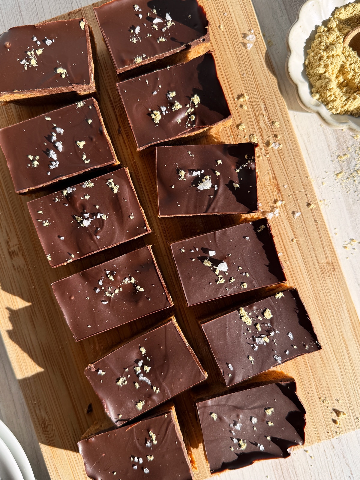 Top view of gingerbread protein bars.