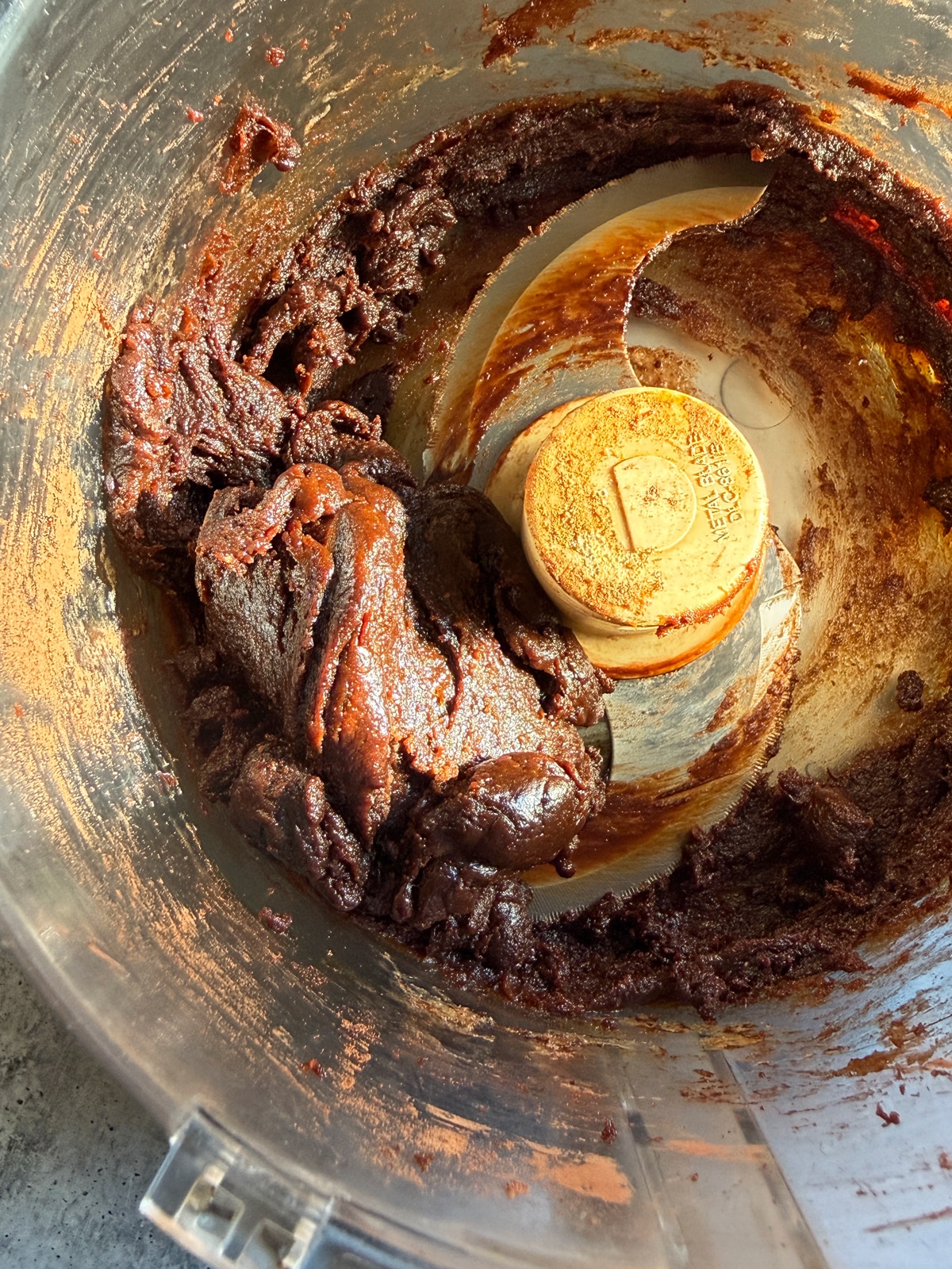 Filling in food processor, ready to be rolled into balls.