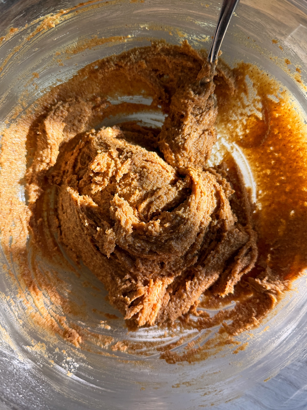 Combined wet and dry ingredients.