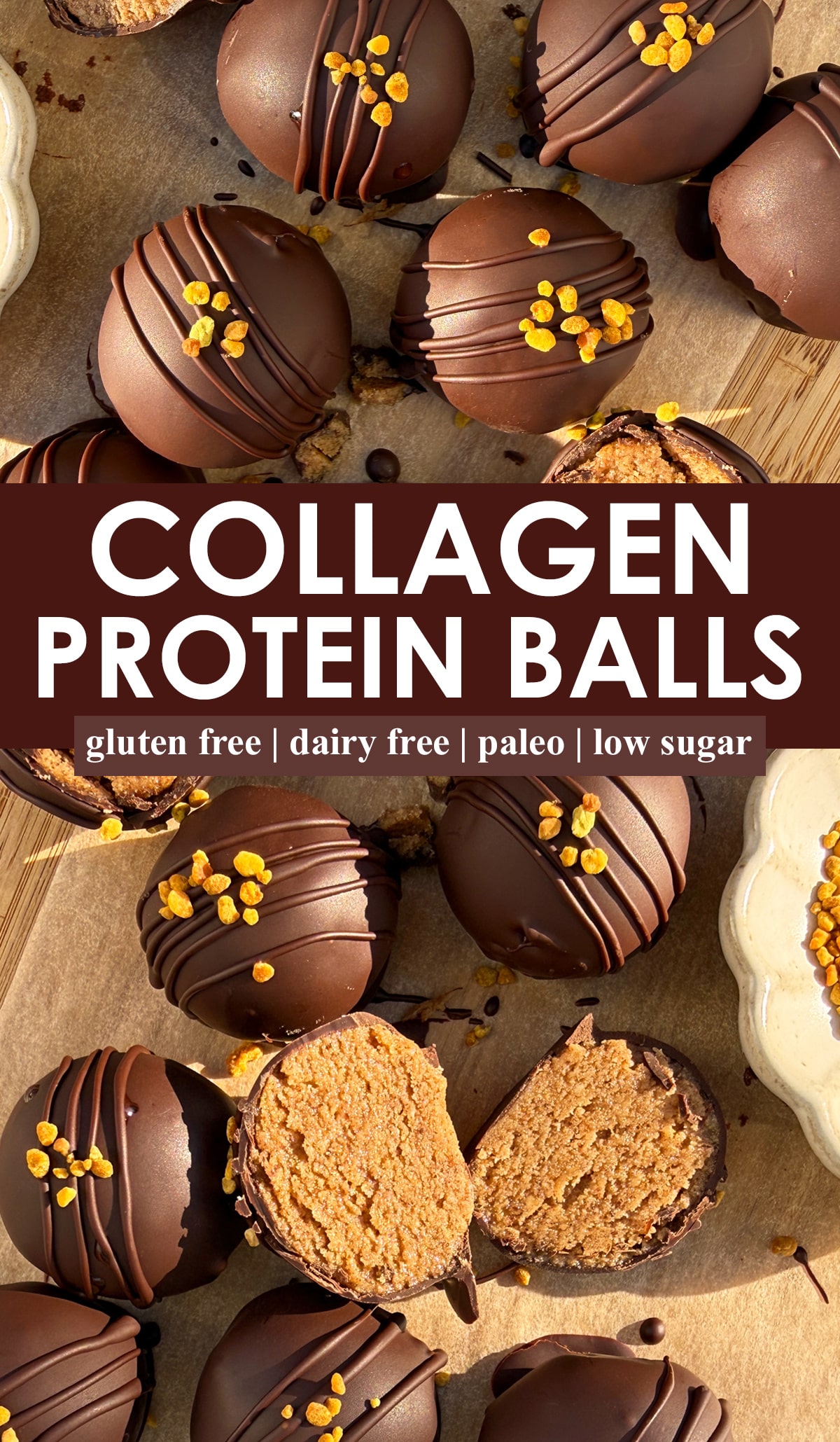 Pinterest image for collagen protein balls.