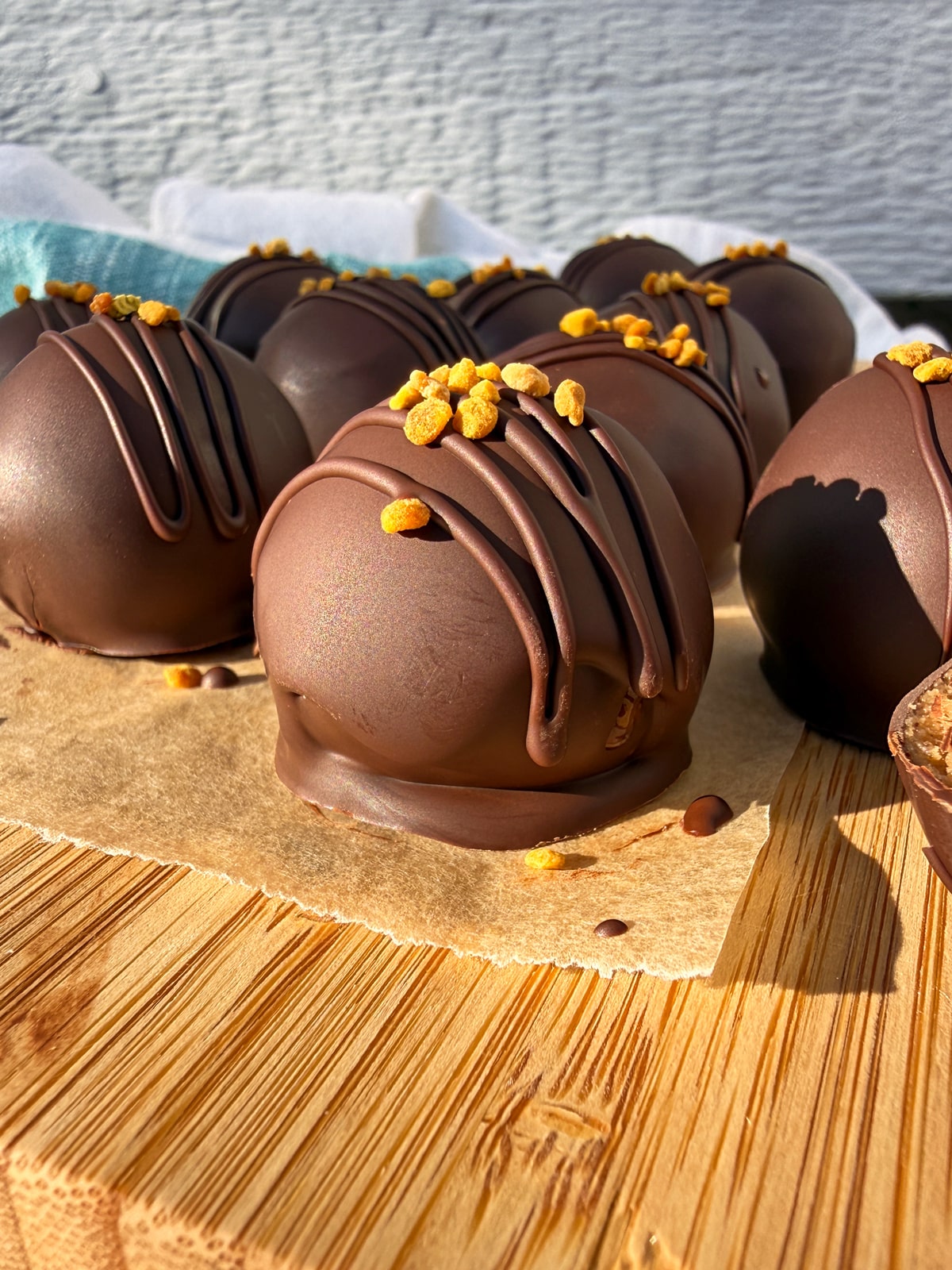 Side view of protein balls.