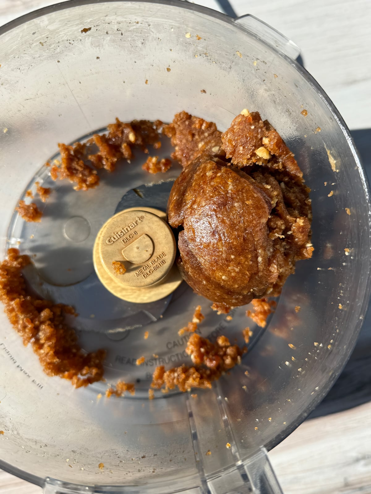 Blended filling in food processor.