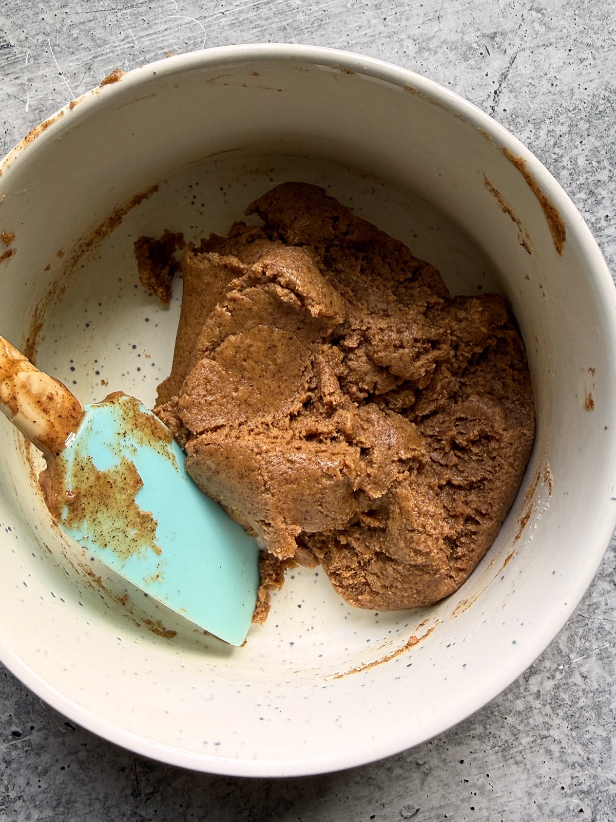 Filling in small mixing bowl.