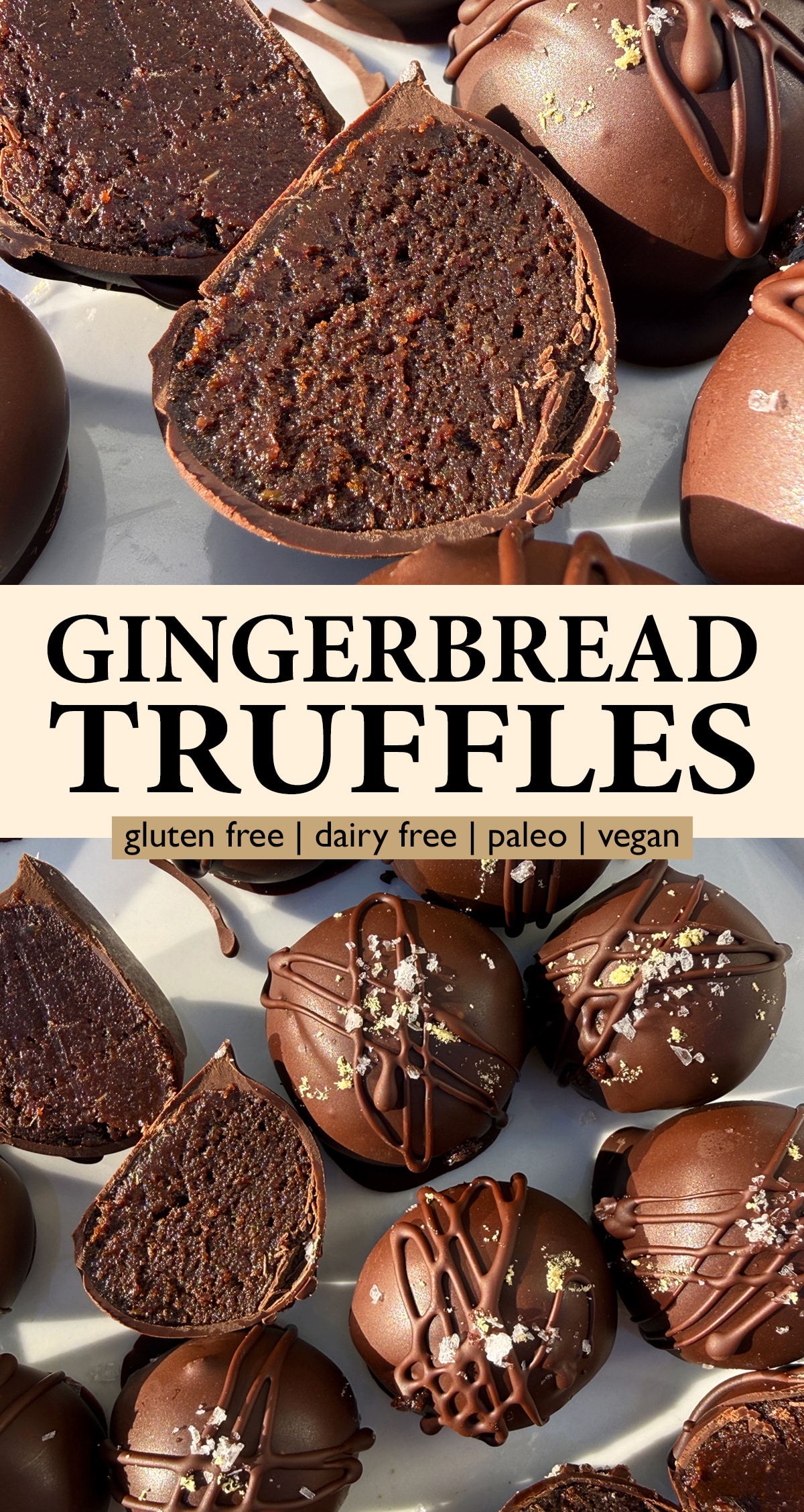Pinterest image for gingerbread truffles.