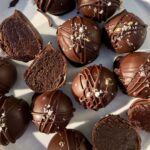 Plate of chocolate gingerbread truffles.