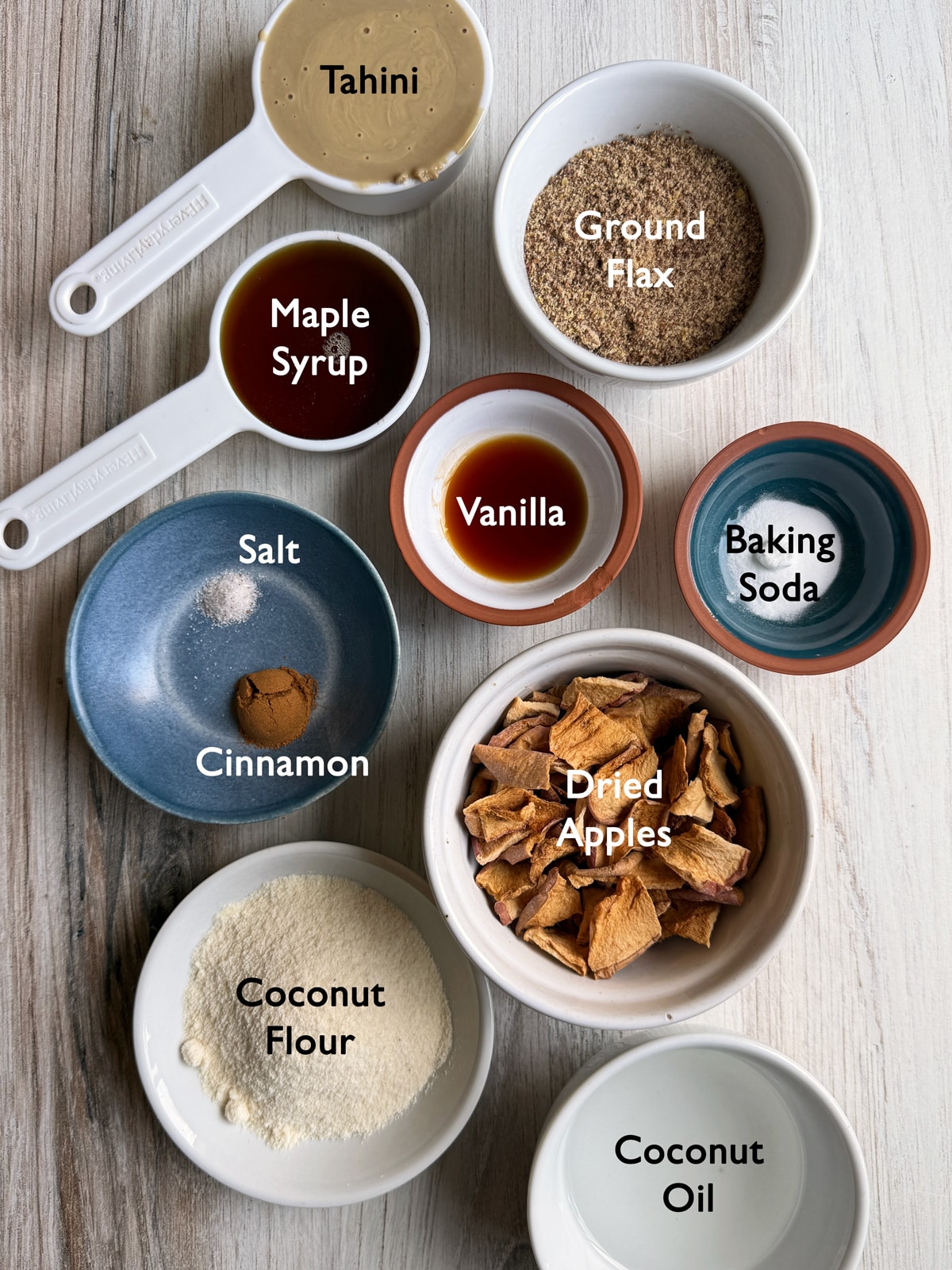 Ingredients in cinnamon apple cookies.