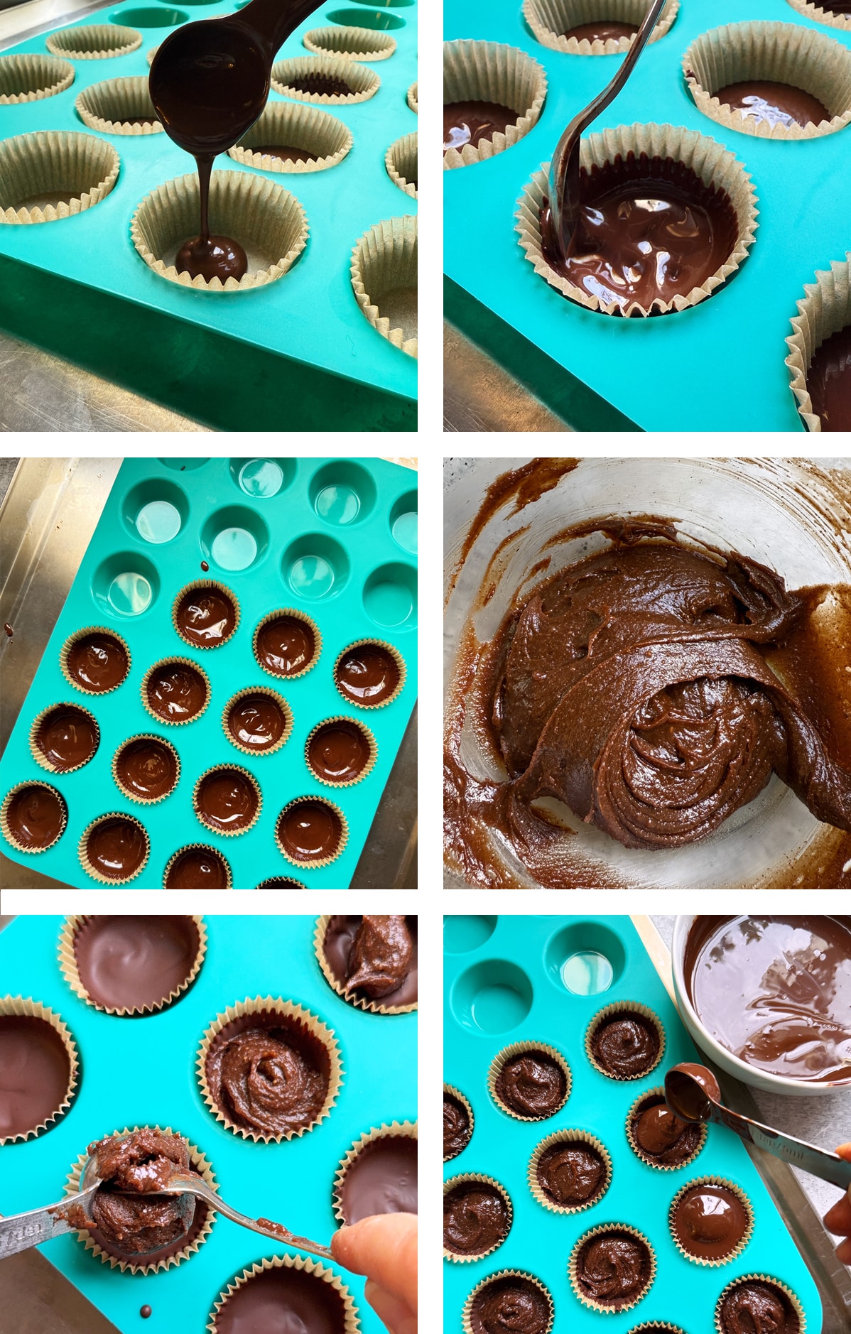 How to make almond butter cups with a chocolate-mint filling.