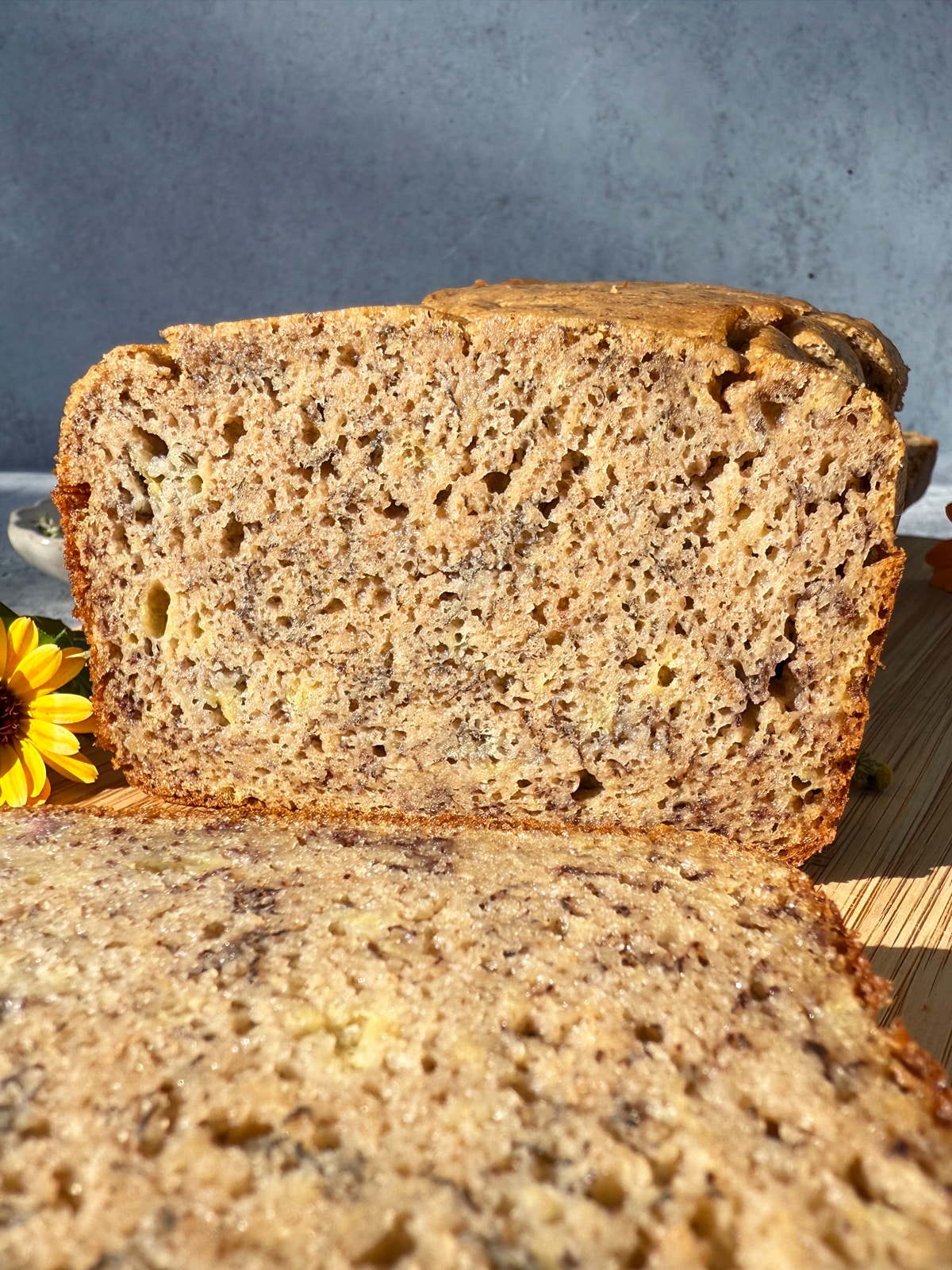 Close up of a slice of bread to show texture.