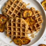 Plate of paleo plantain waffles.