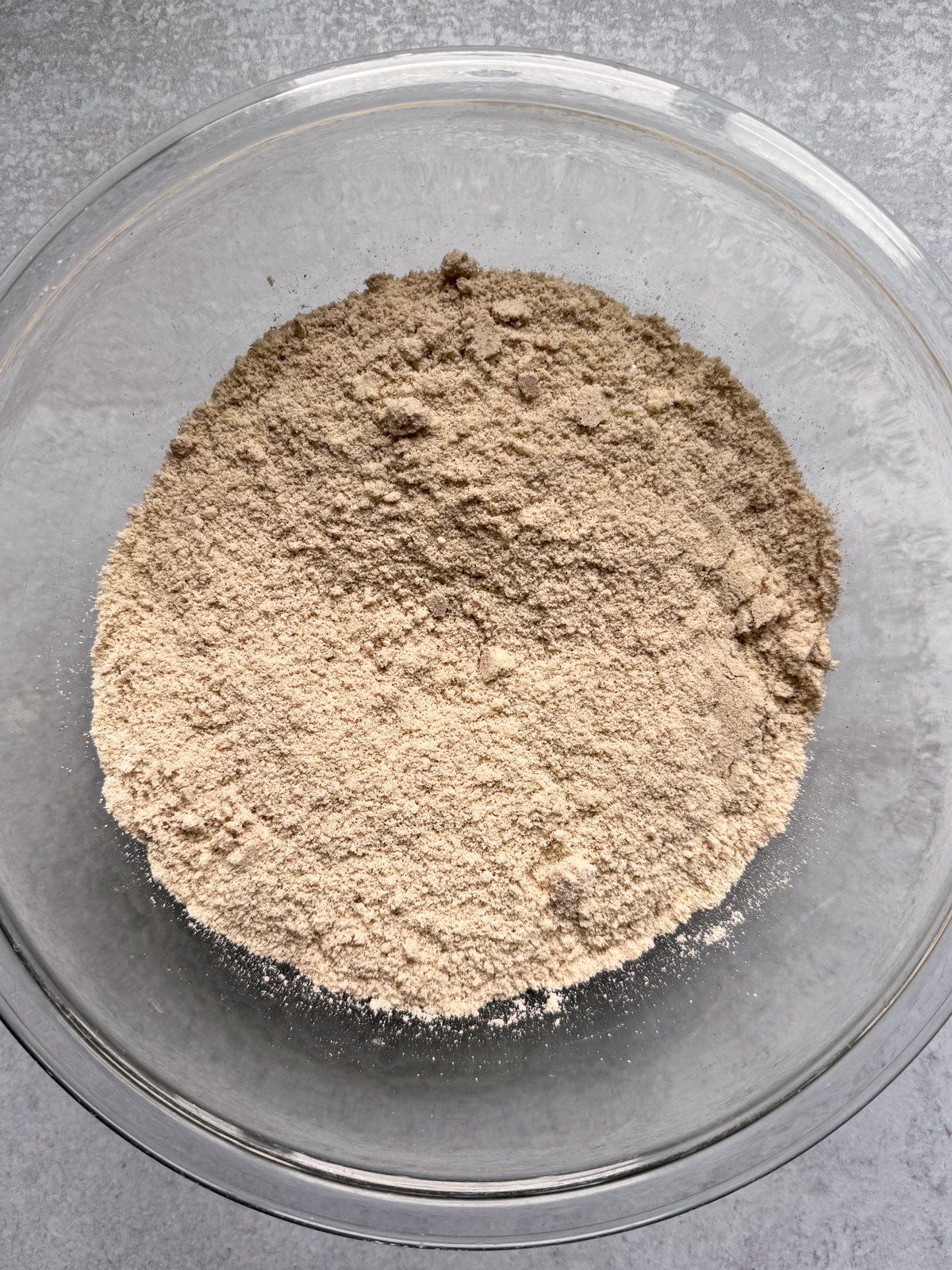 Combined dry bread ingredients in mixing bowl.