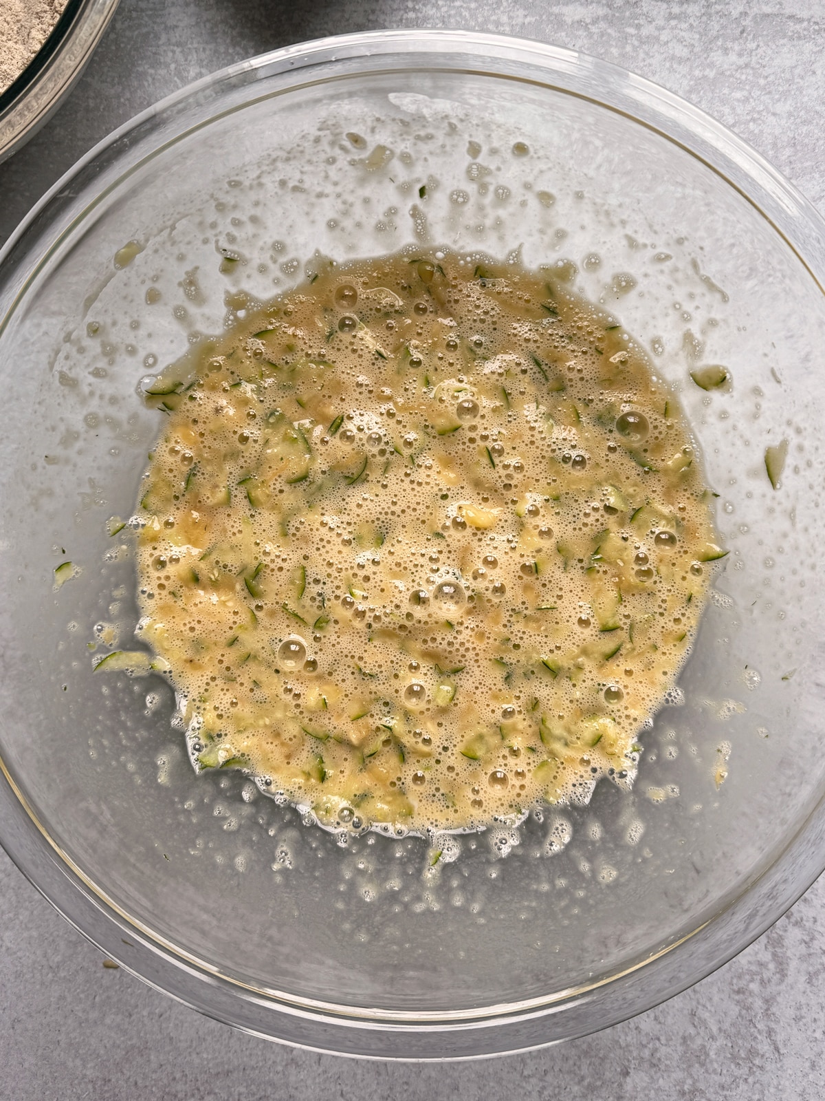 Combined wet ingredients in mixing bowl.