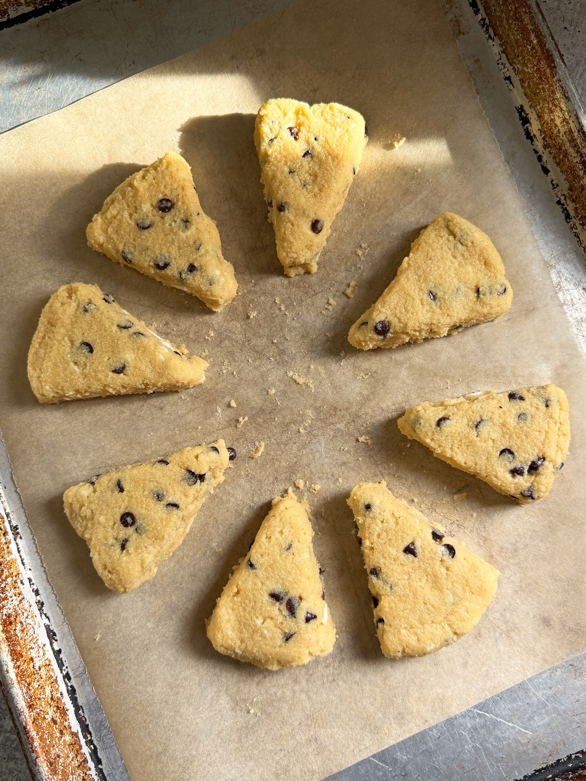 Separated scones, ready to bake.