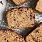 Close up of a slice of bread.