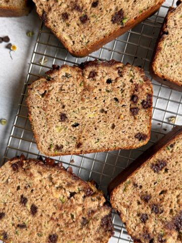 Close up of a slice of bread.