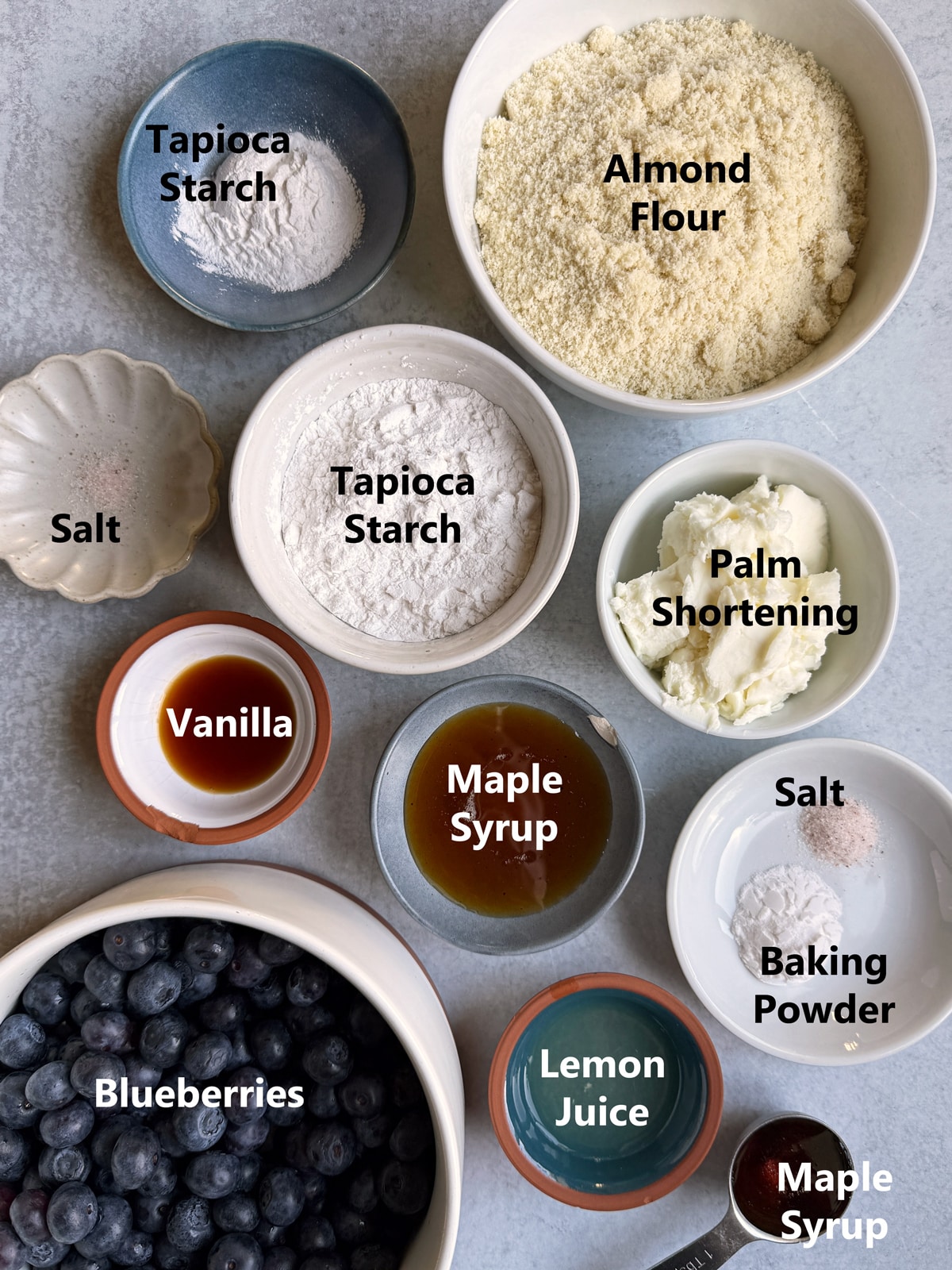 Ingredients in blueberry crumb bars.