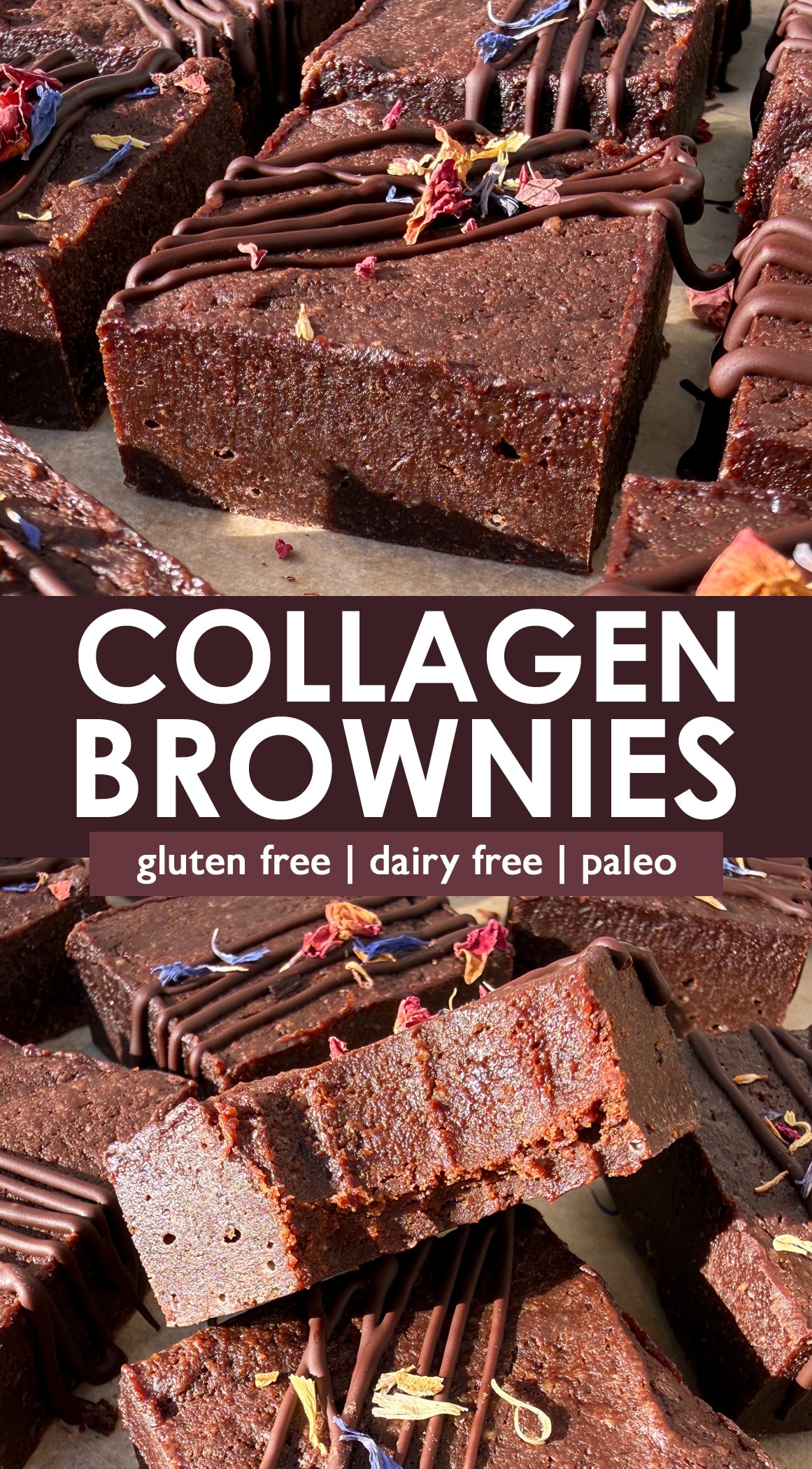 Pinterest image for collagen brownies.