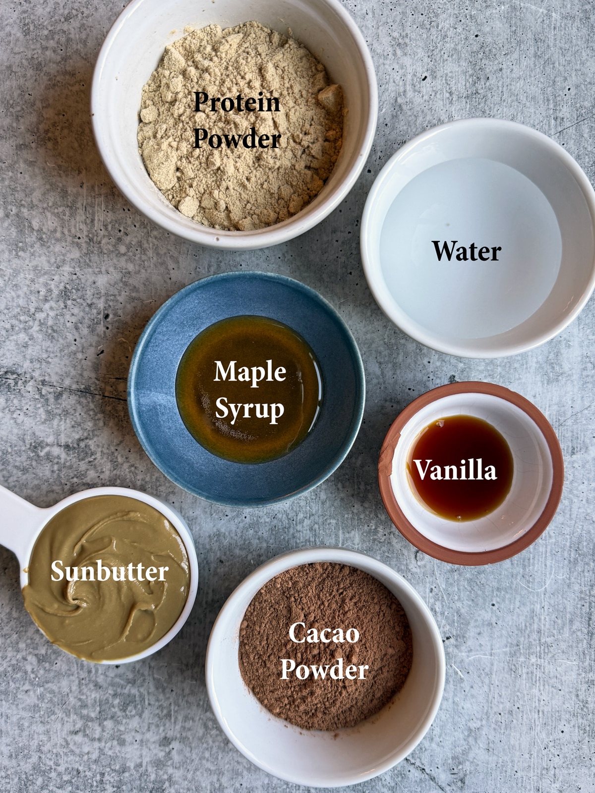 Ingredients needed to make sunbutter protein balls.