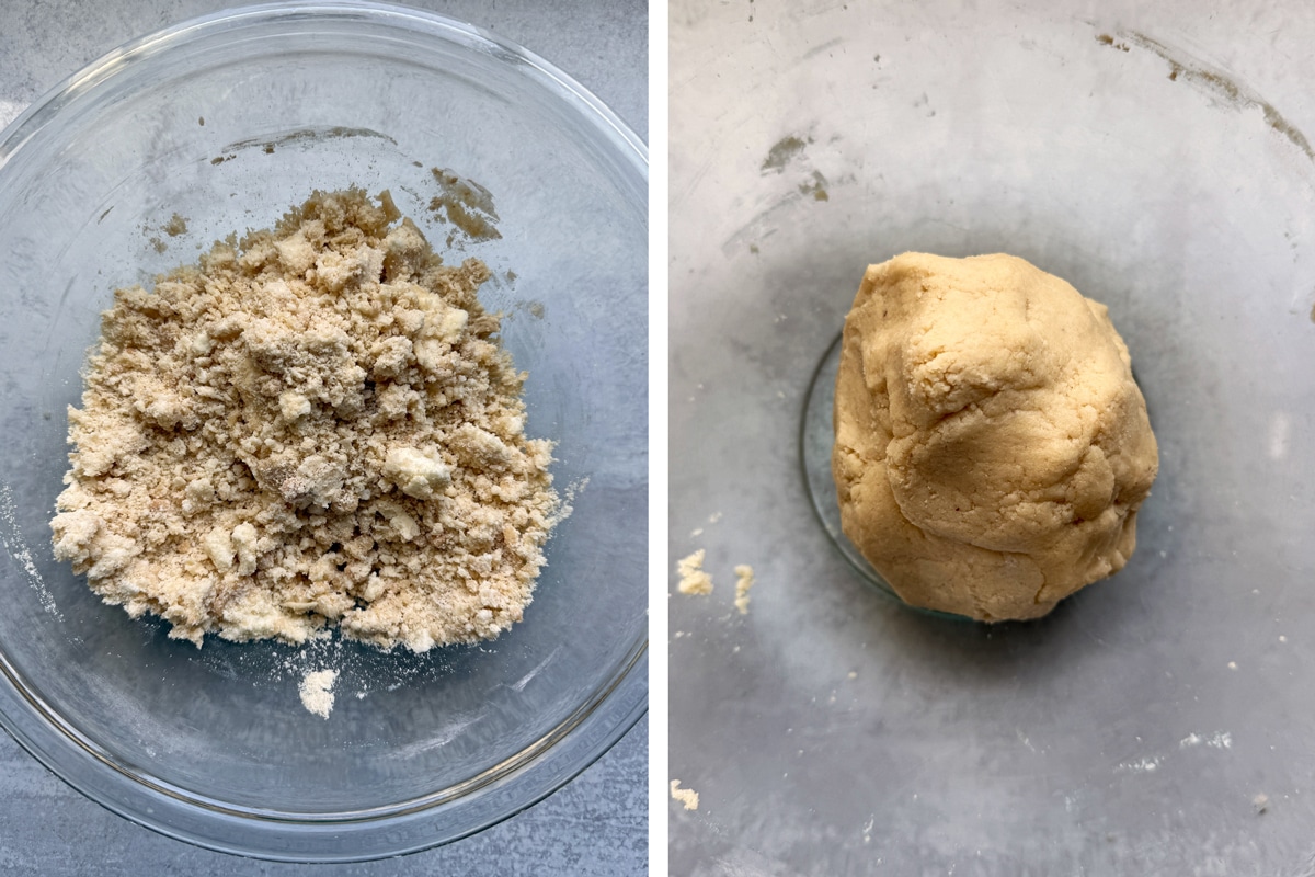 Making the crust and crumble.