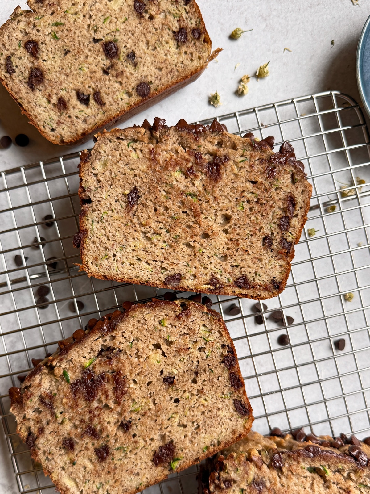 Healthy banana bread with zucchini and almond flour.