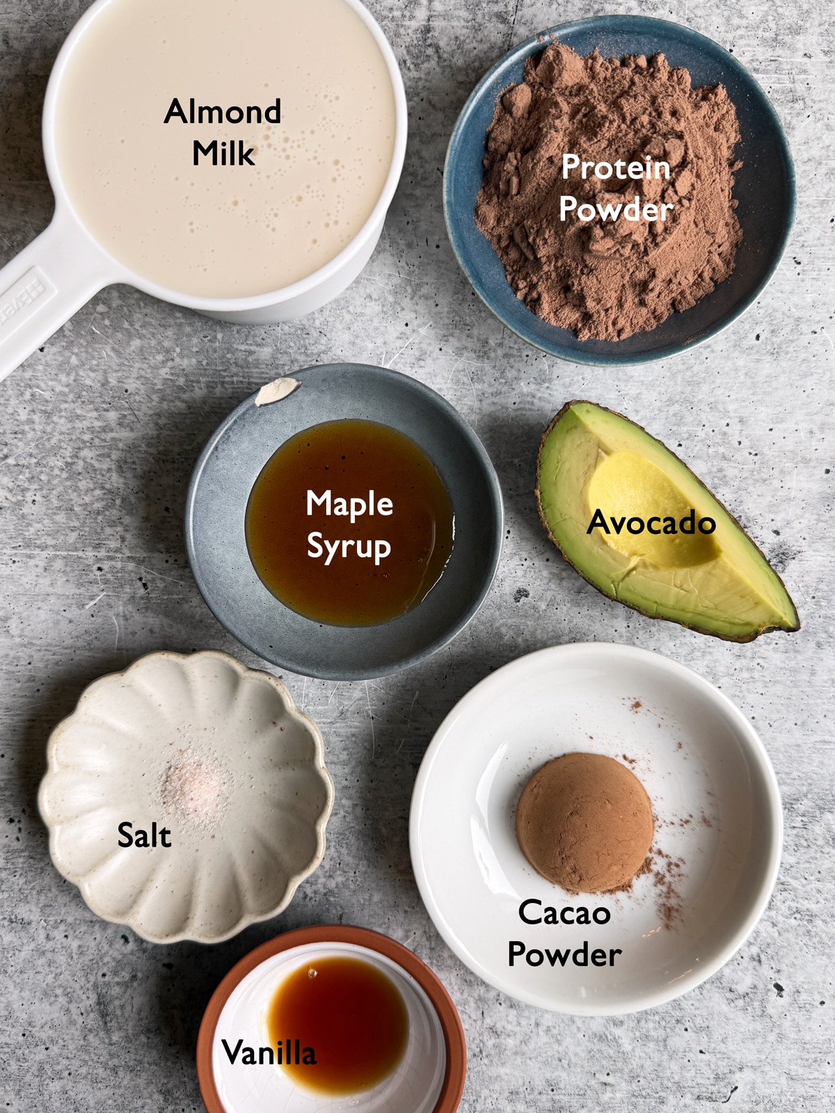 Ingredients needed to make ninja creami avocado ice cream.