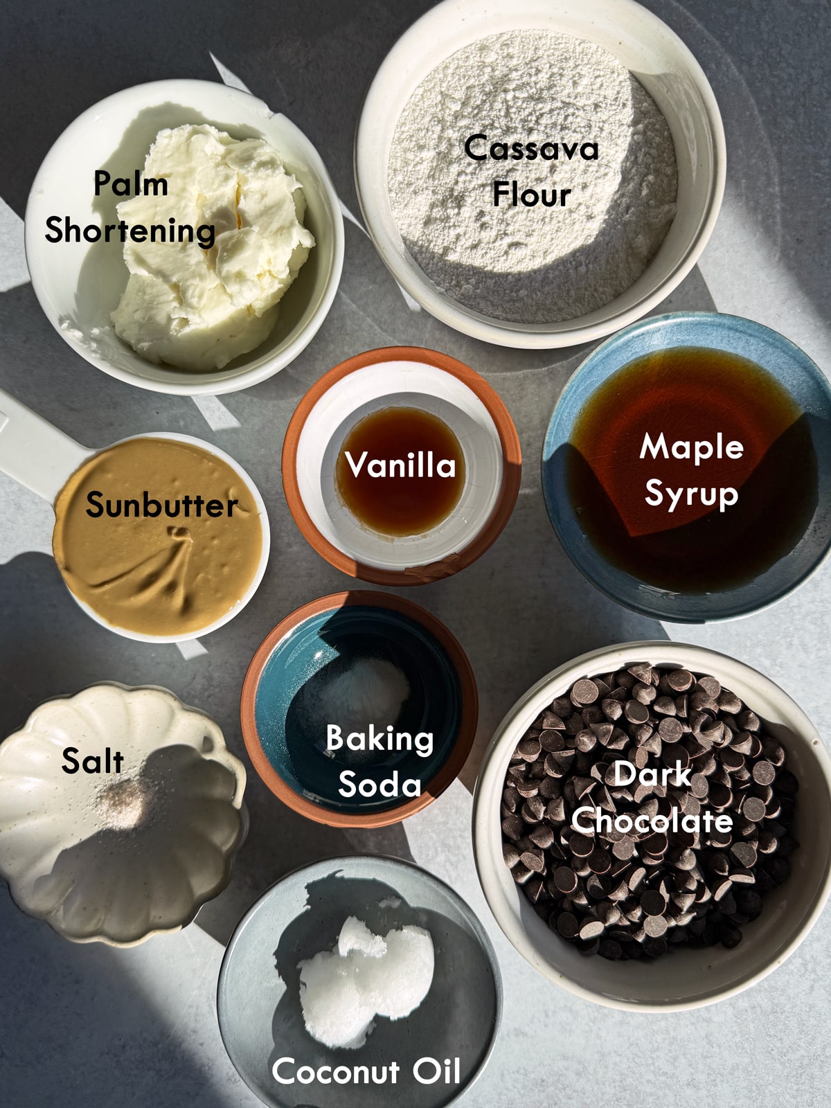 Ingredients in paleo tagalong cookies.