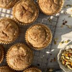 Baked muffins on wire cooling rack.