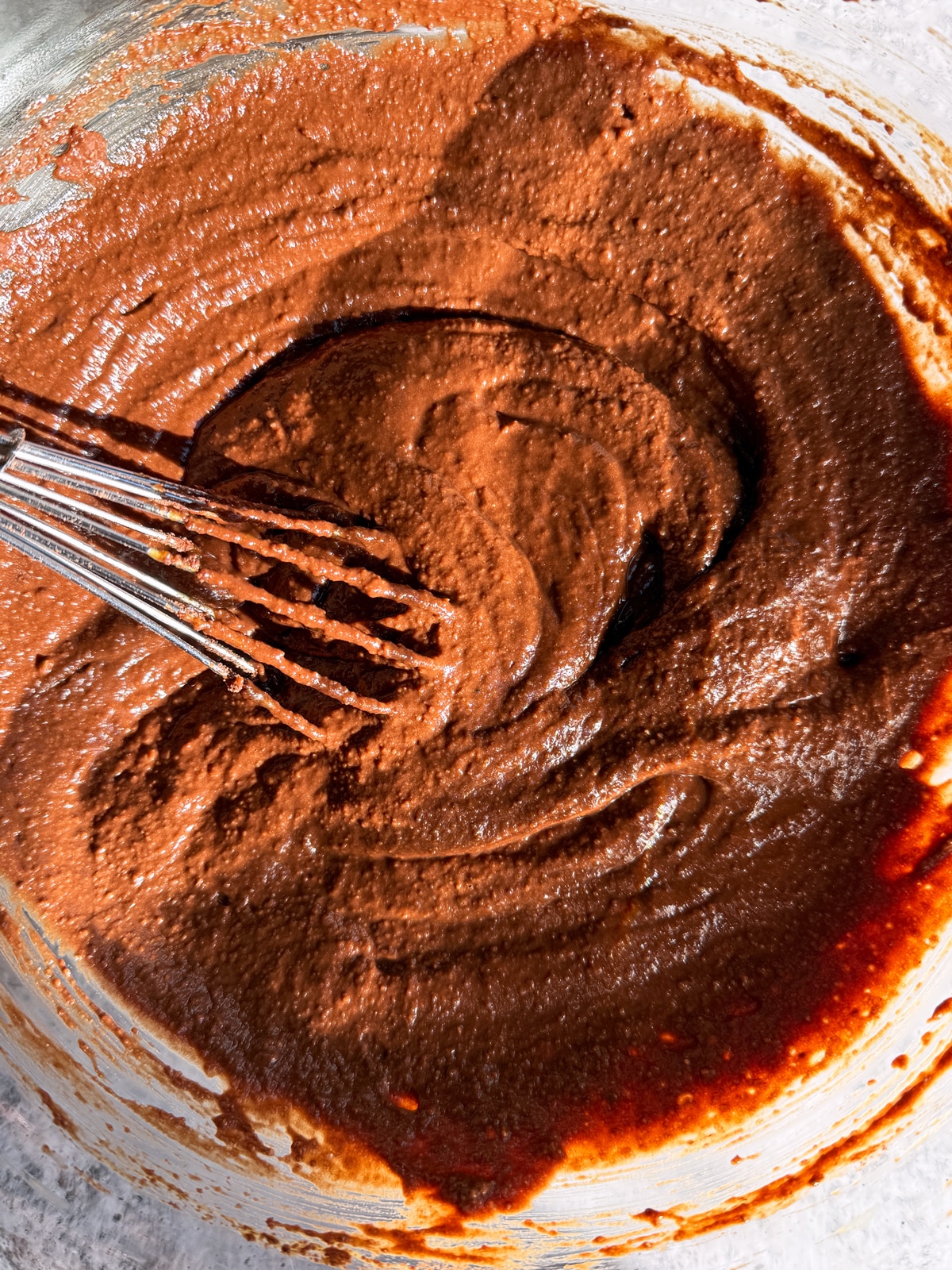 Batter for chocolate squash cake.