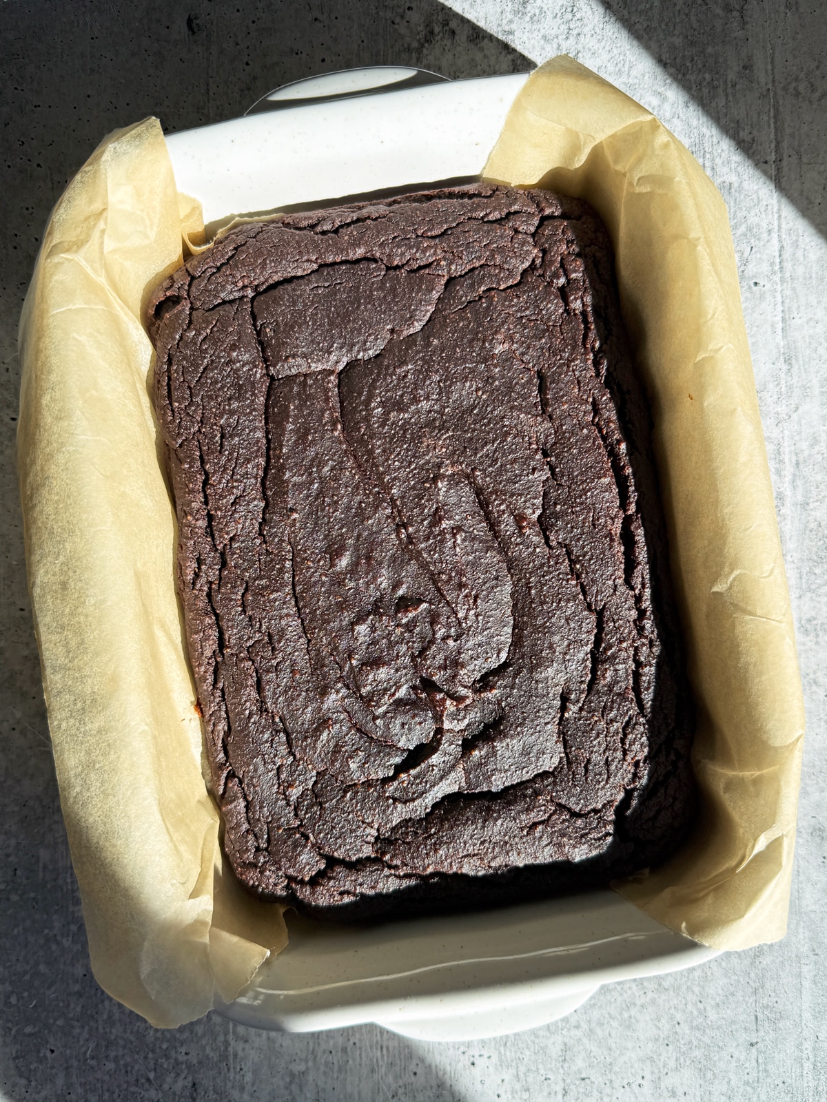 Baked cake in pan.
