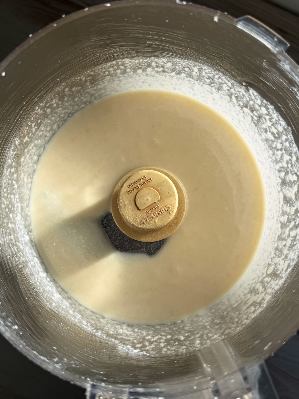 Blended coconut butter in food processor.